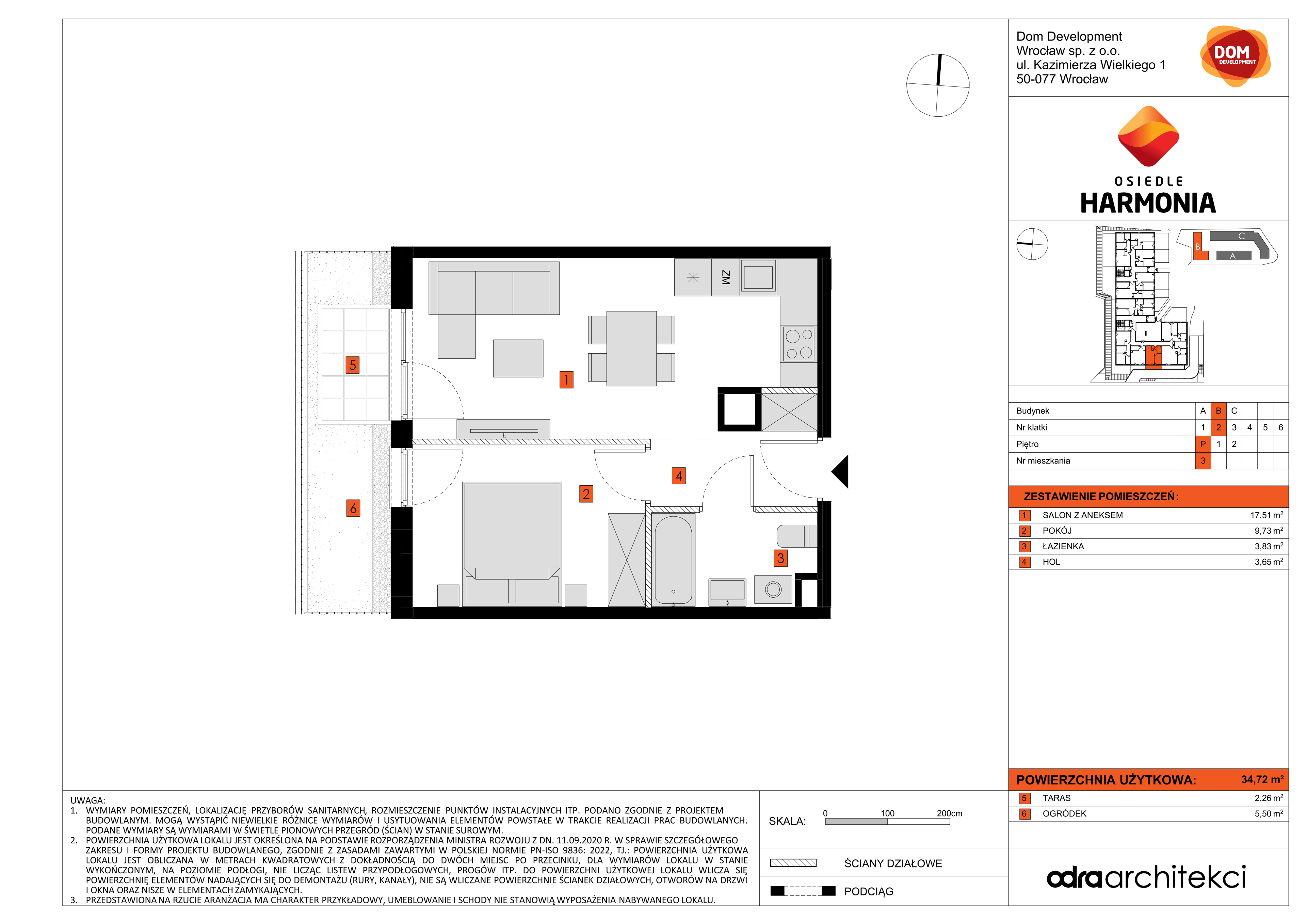 Mieszkanie 34,72 m², parter, oferta nr B/3, Osiedle Harmonia, Wrocław, Maślice, ul. Stodolna-idx