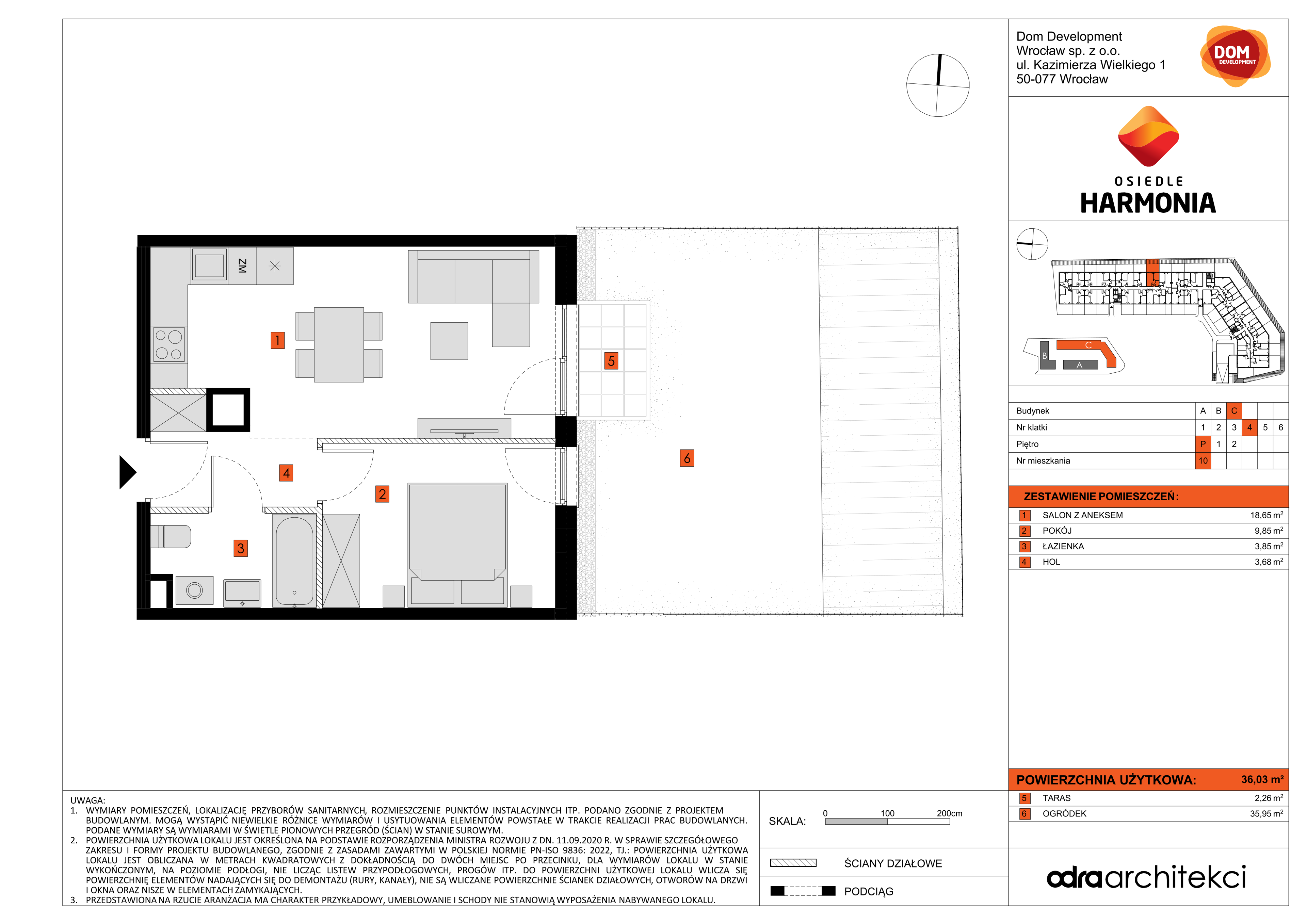 Mieszkanie 36,03 m², parter, oferta nr C/10, Osiedle Harmonia, Wrocław, Maślice, ul. Stodolna-idx