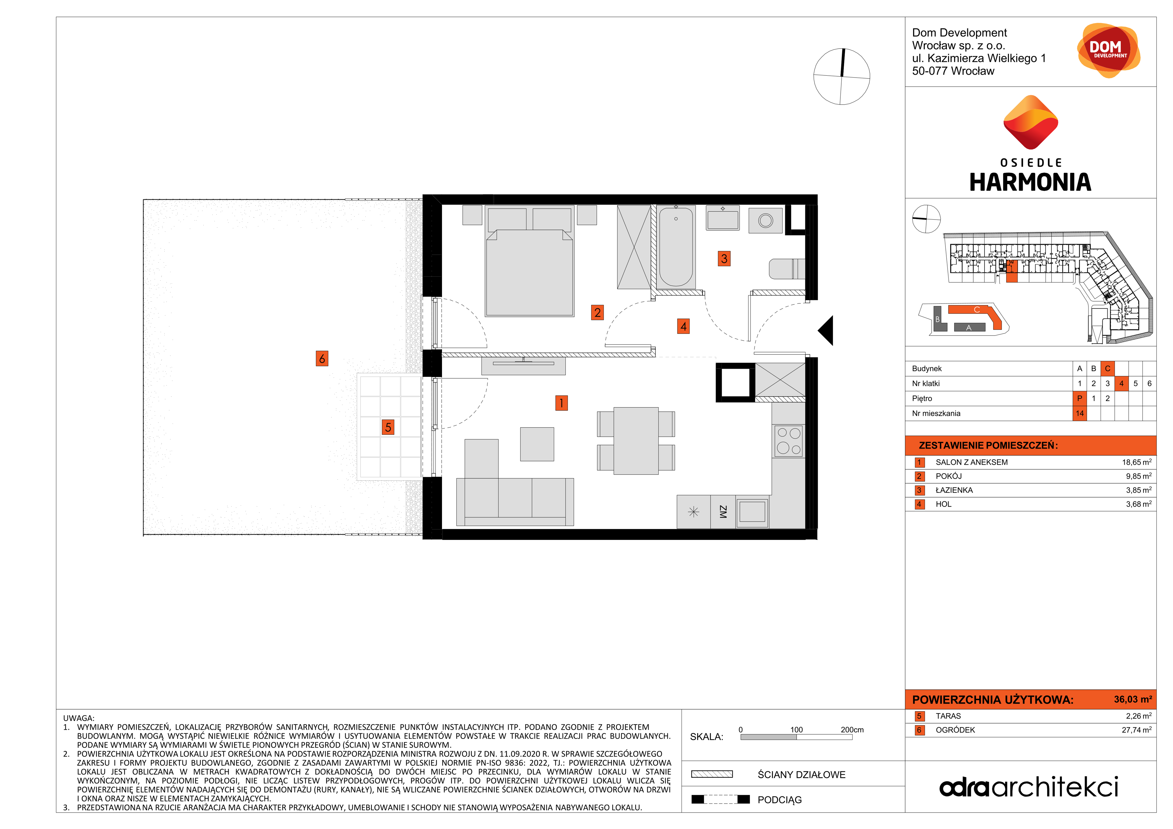 Mieszkanie 36,03 m², parter, oferta nr C/14, Osiedle Harmonia, Wrocław, Maślice, ul. Stodolna-idx