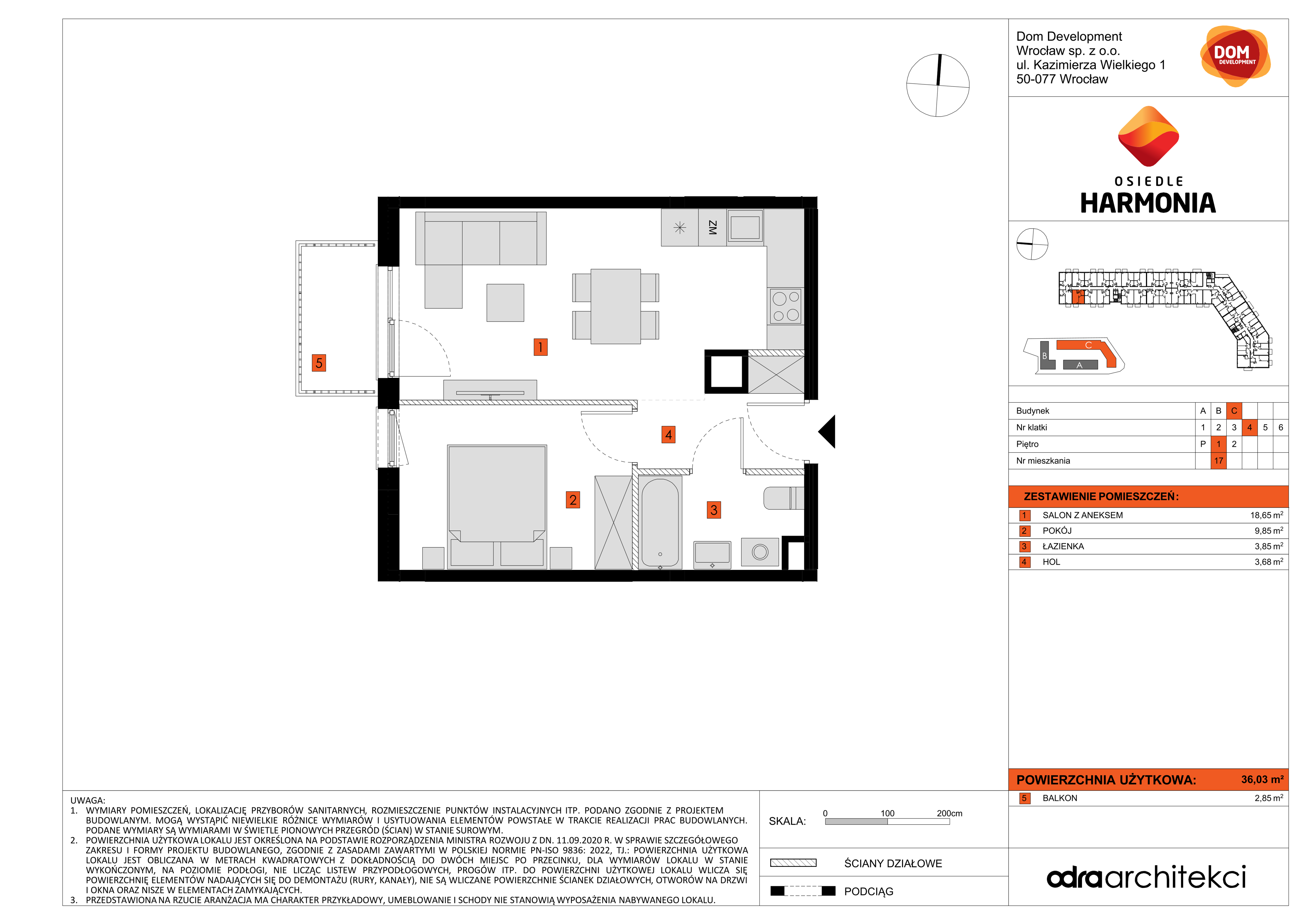 Mieszkanie 36,03 m², piętro 1, oferta nr C/17, Osiedle Harmonia, Wrocław, Maślice, ul. Stodolna-idx