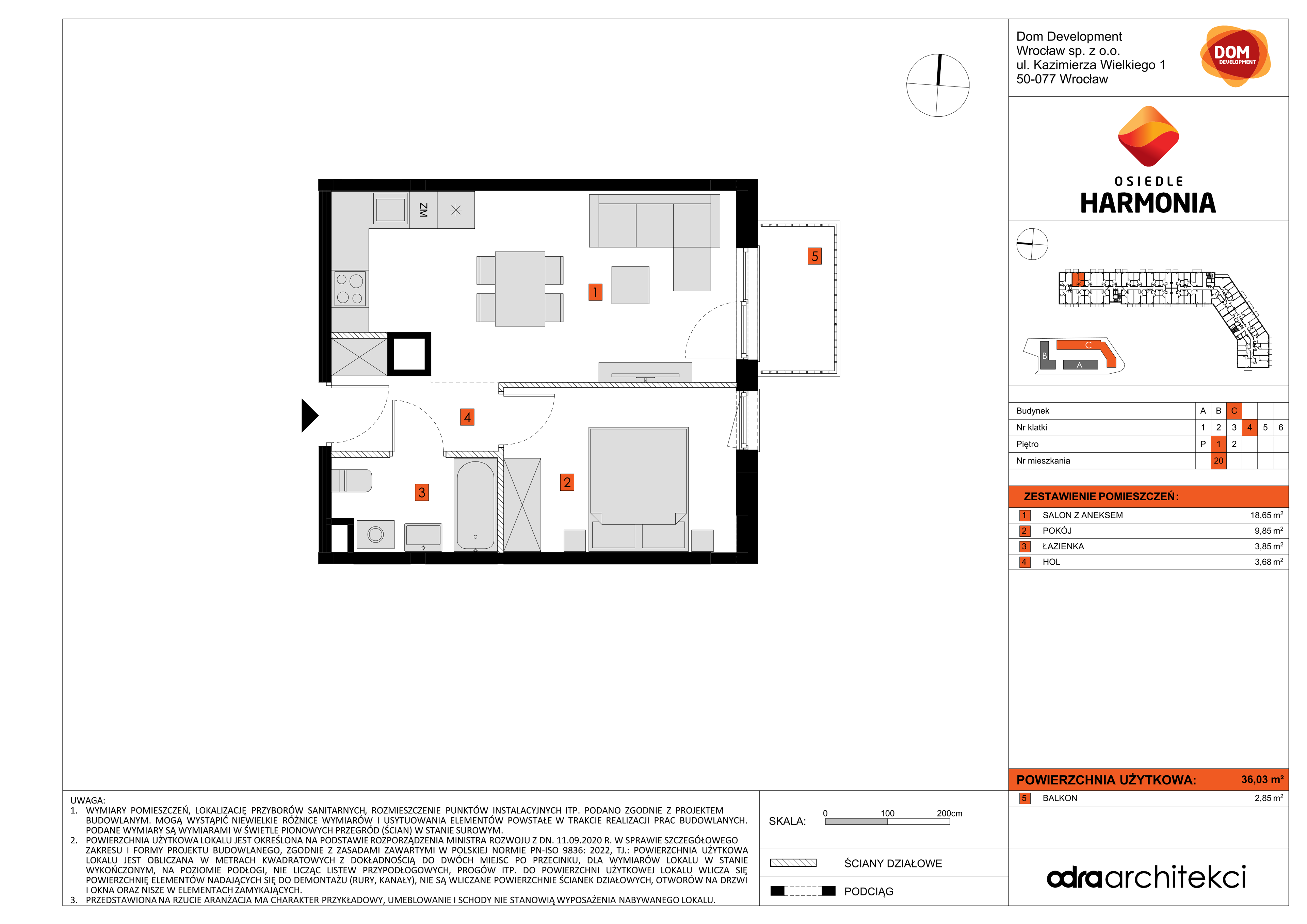 Mieszkanie 36,03 m², piętro 1, oferta nr C/20, Osiedle Harmonia, Wrocław, Maślice, ul. Stodolna-idx