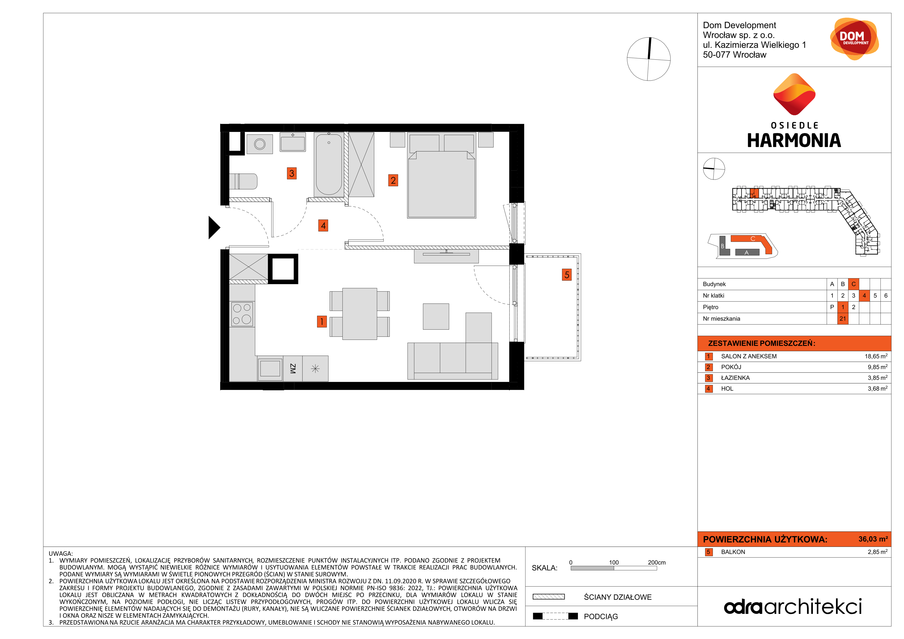 Mieszkanie 36,03 m², piętro 1, oferta nr C/21, Osiedle Harmonia, Wrocław, Maślice, ul. Stodolna-idx