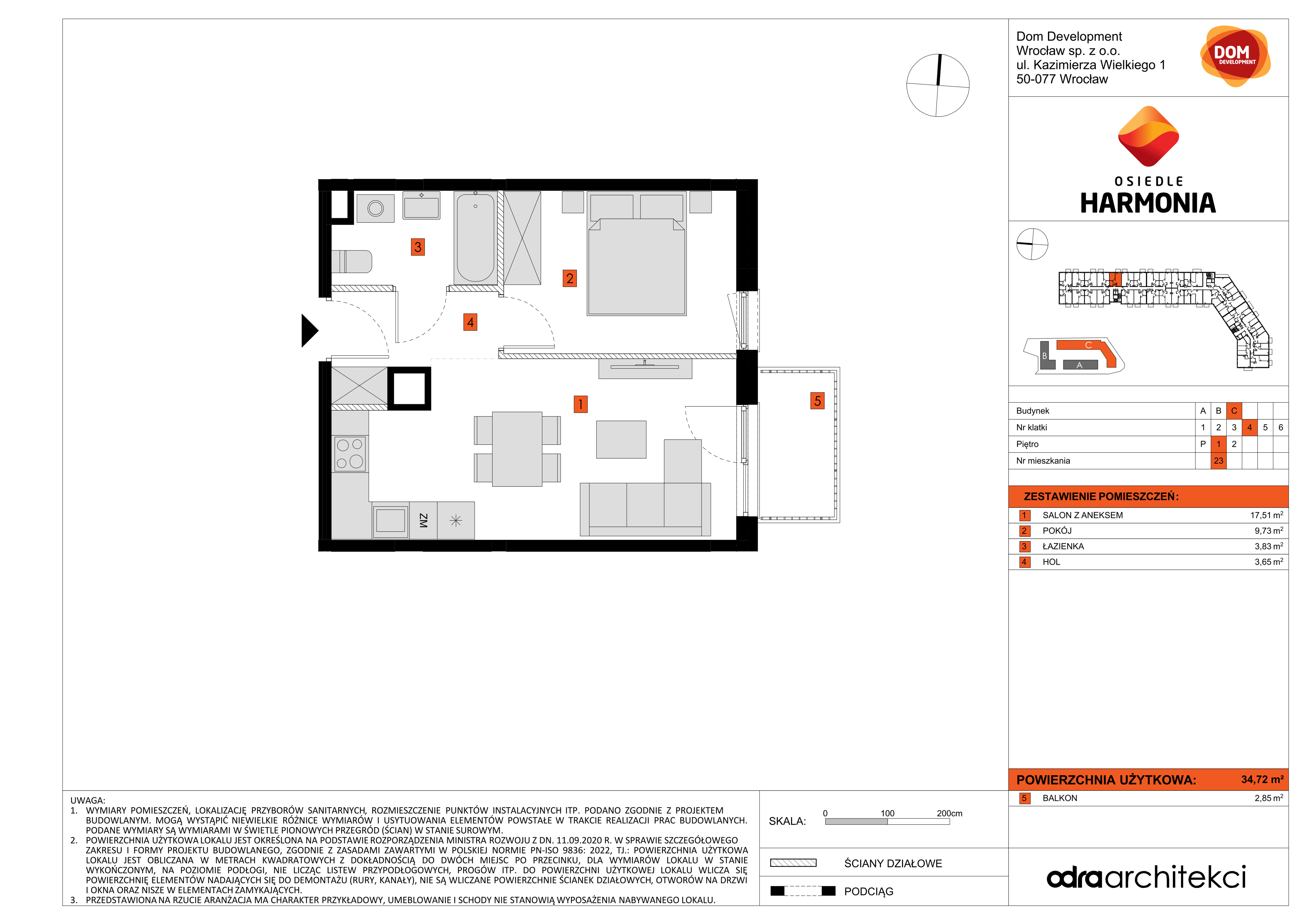 Mieszkanie 34,72 m², piętro 1, oferta nr C/23, Osiedle Harmonia, Wrocław, Maślice, ul. Stodolna-idx