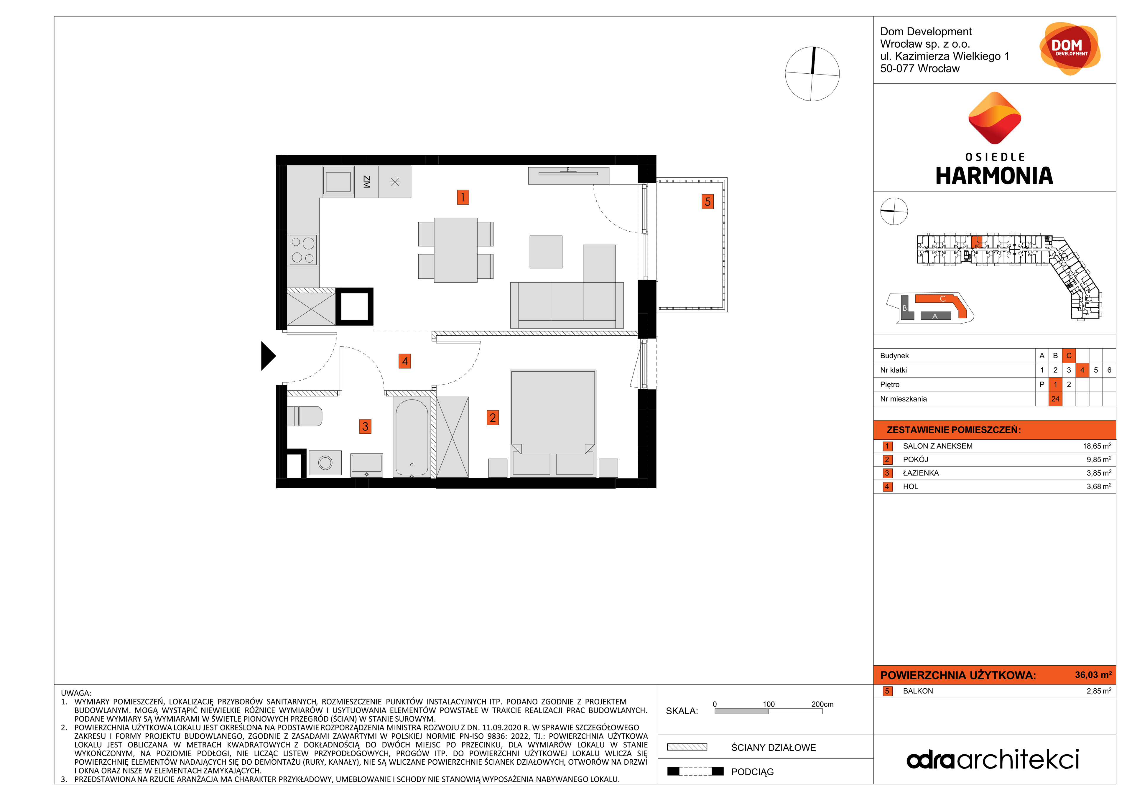 Mieszkanie 36,03 m², piętro 1, oferta nr C/24, Osiedle Harmonia, Wrocław, Maślice, ul. Stodolna-idx