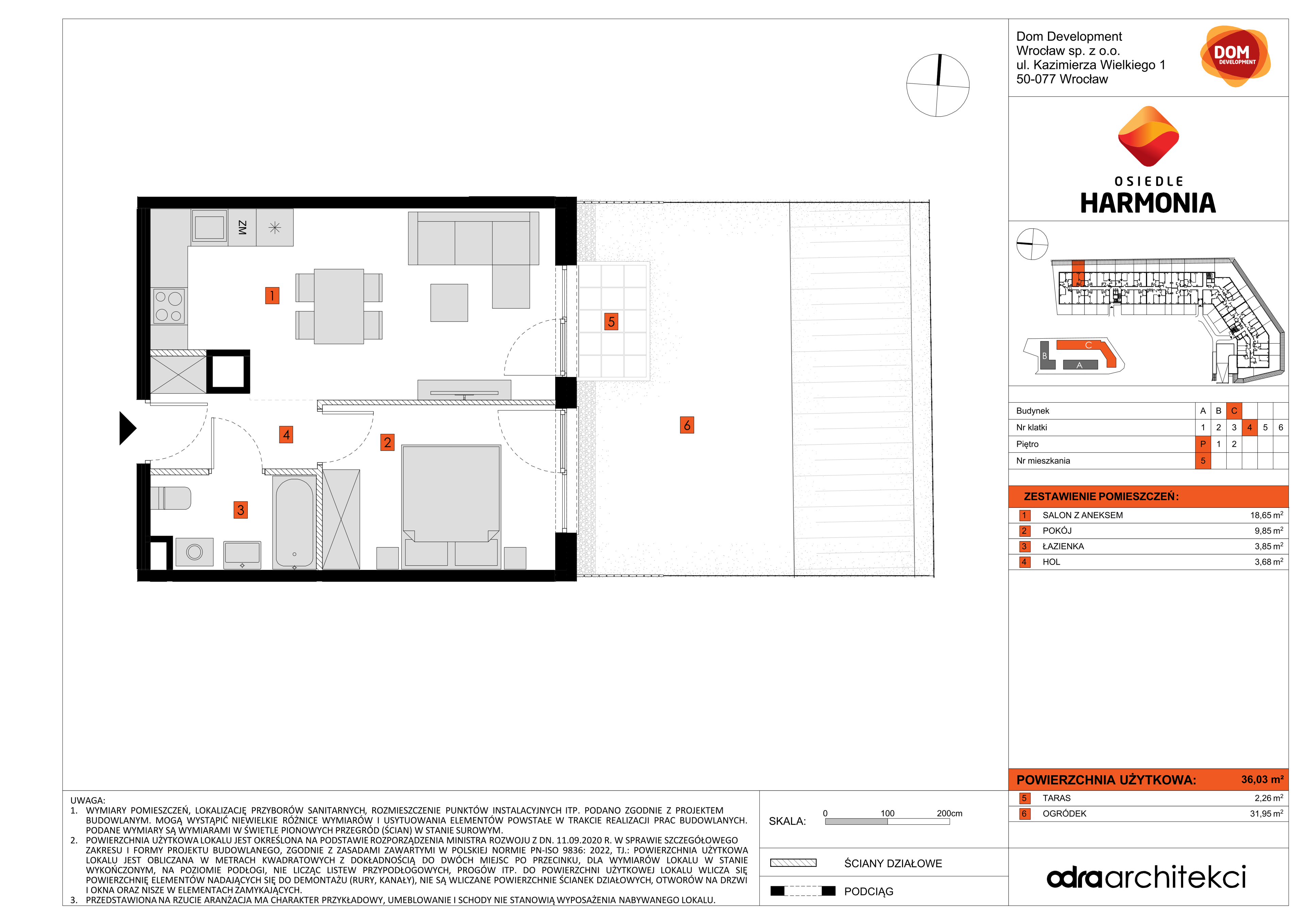 Mieszkanie 36,03 m², parter, oferta nr C/5, Osiedle Harmonia, Wrocław, Maślice, ul. Stodolna-idx