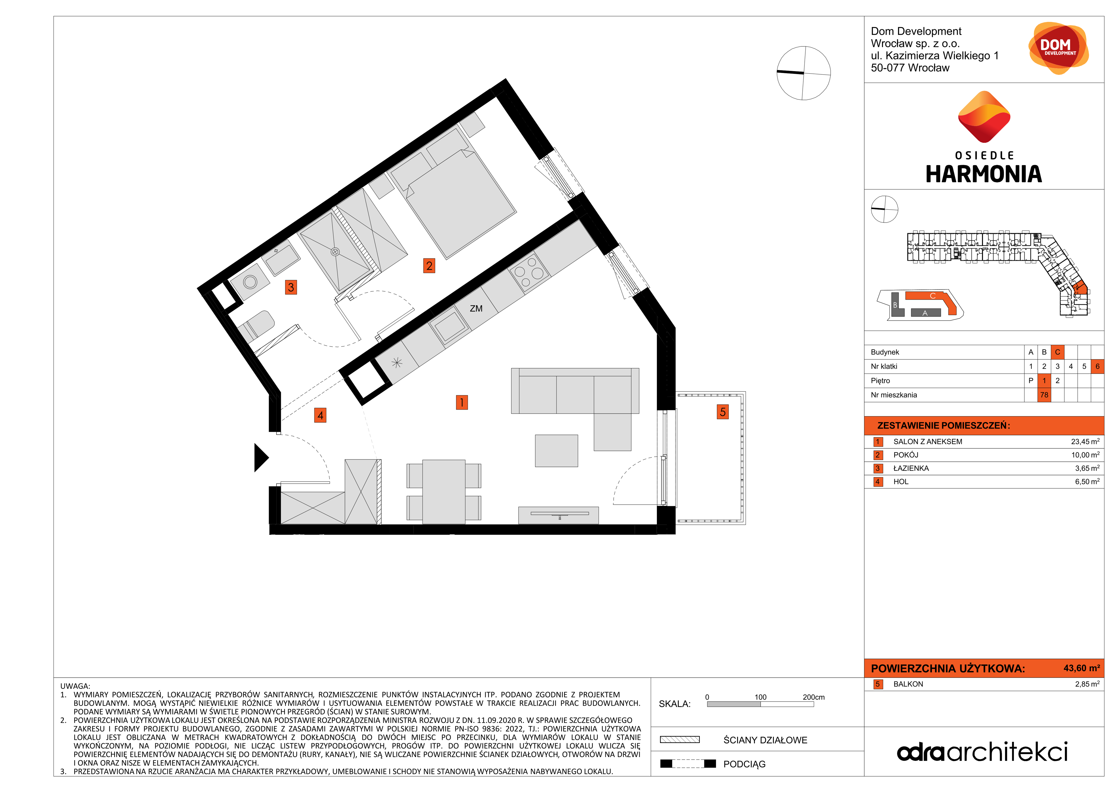 Mieszkanie 43,60 m², piętro 1, oferta nr C/78, Osiedle Harmonia, Wrocław, Maślice, ul. Stodolna-idx