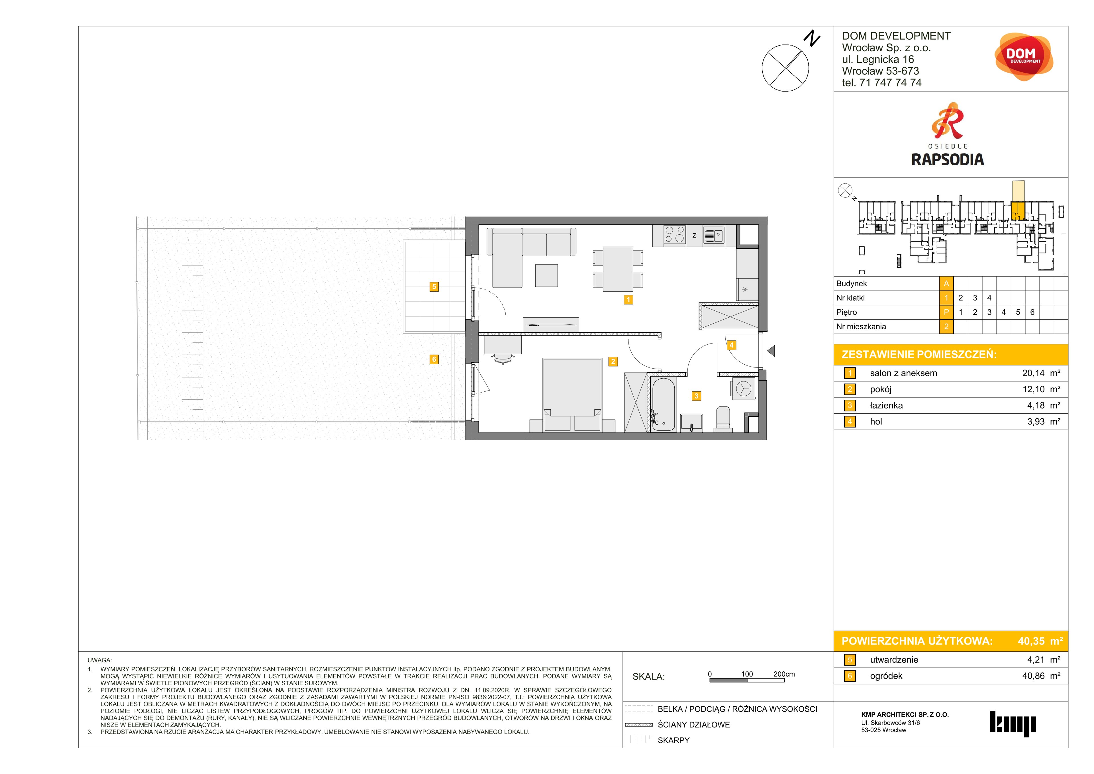 Mieszkanie 40,35 m², parter, oferta nr A/2, Osiedle Rapsodia, Wrocław, Karłowice-Różanka, Różanka, ul. Wołowska 5-idx