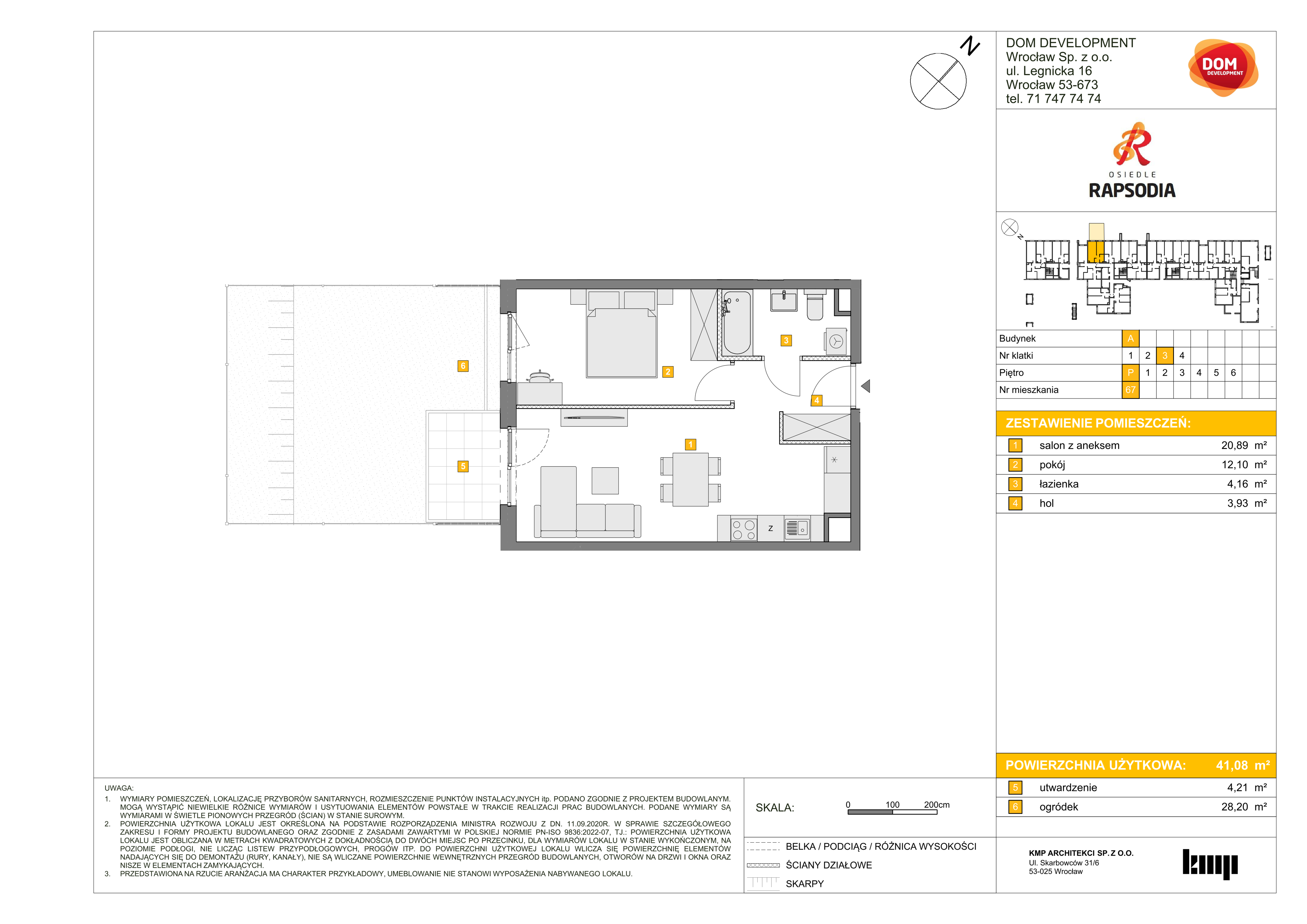 Mieszkanie 41,08 m², parter, oferta nr A/67, Osiedle Rapsodia, Wrocław, Karłowice-Różanka, Różanka, ul. Wołowska 5-idx