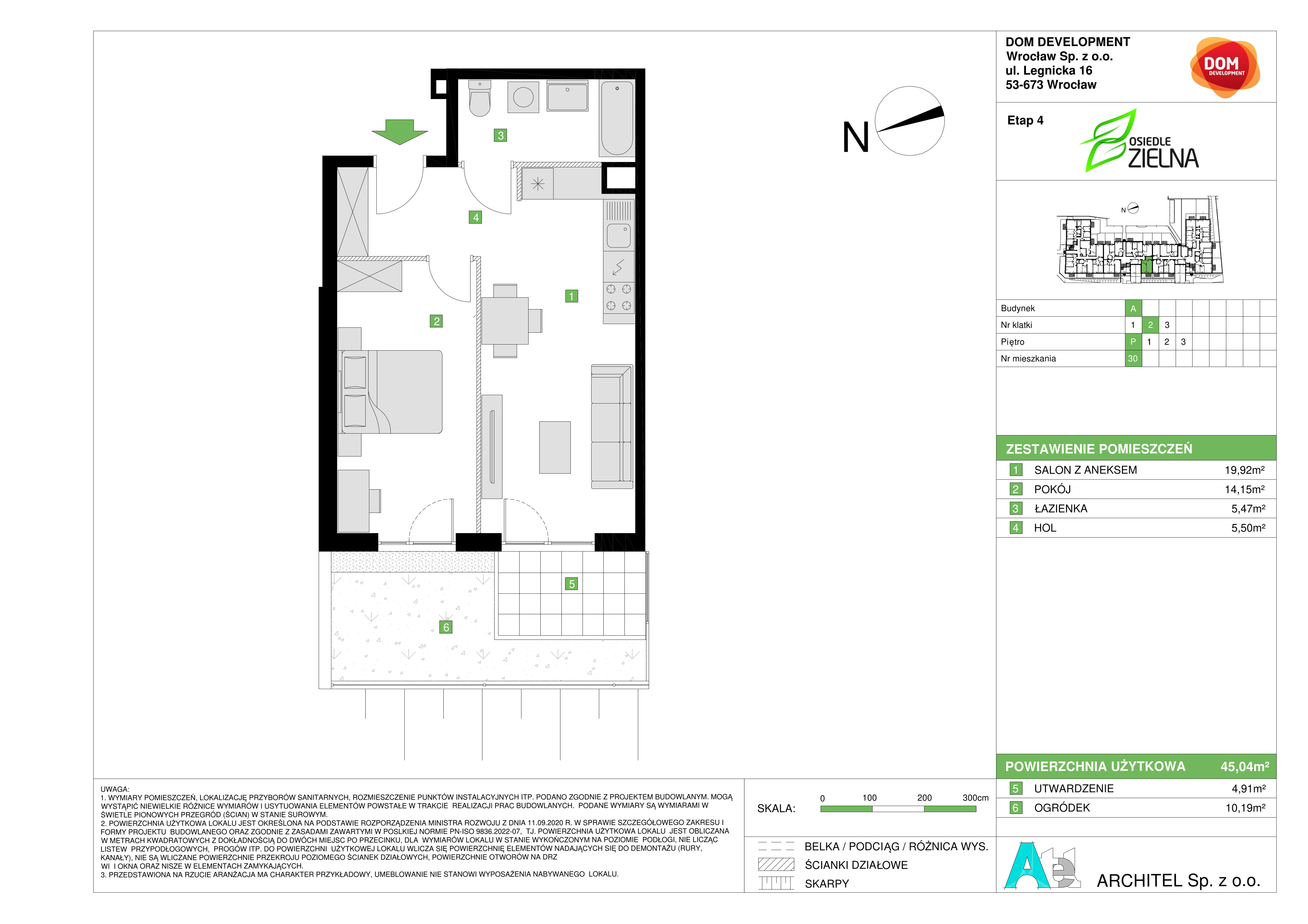 Mieszkanie 45,04 m², parter, oferta nr A/30, Osiedle Zielna 4, Wrocław, Psie Pole-Zawidawie, Psie Pole, ul. Zielna / Bylinowa-idx