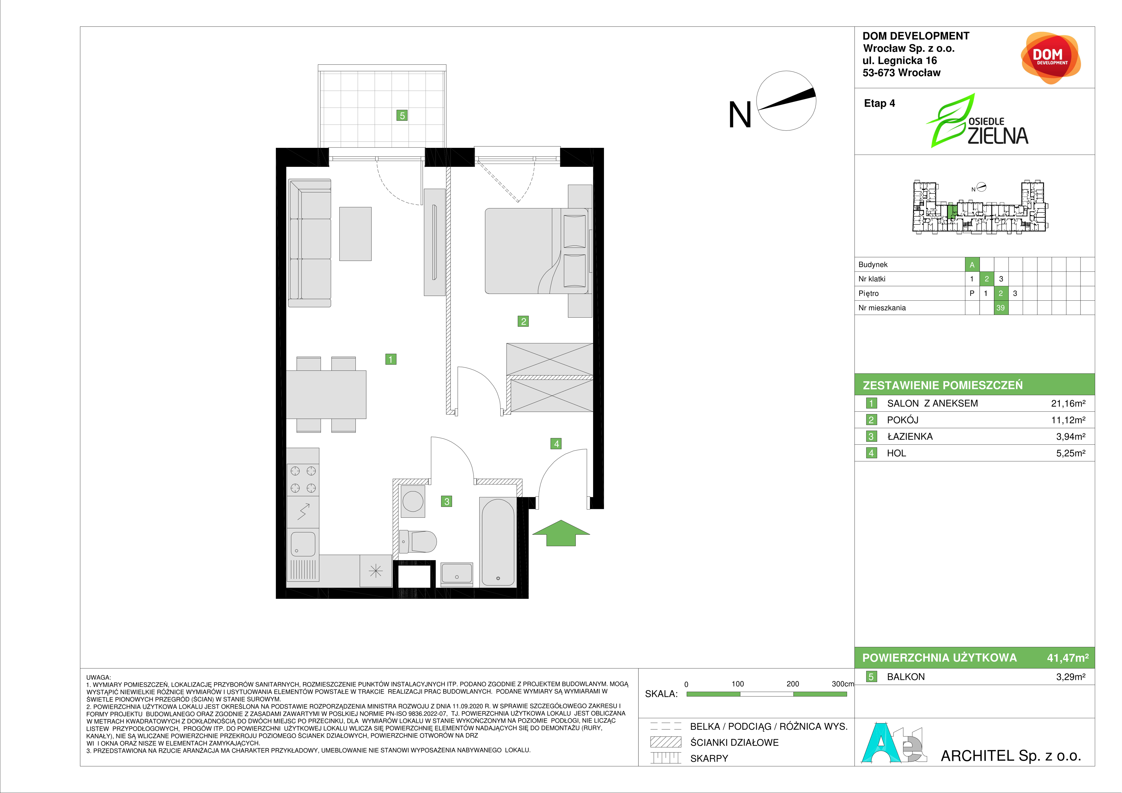 Mieszkanie 41,47 m², piętro 2, oferta nr A/39, Osiedle Zielna 4, Wrocław, Psie Pole-Zawidawie, Psie Pole, ul. Zielna / Bylinowa-idx