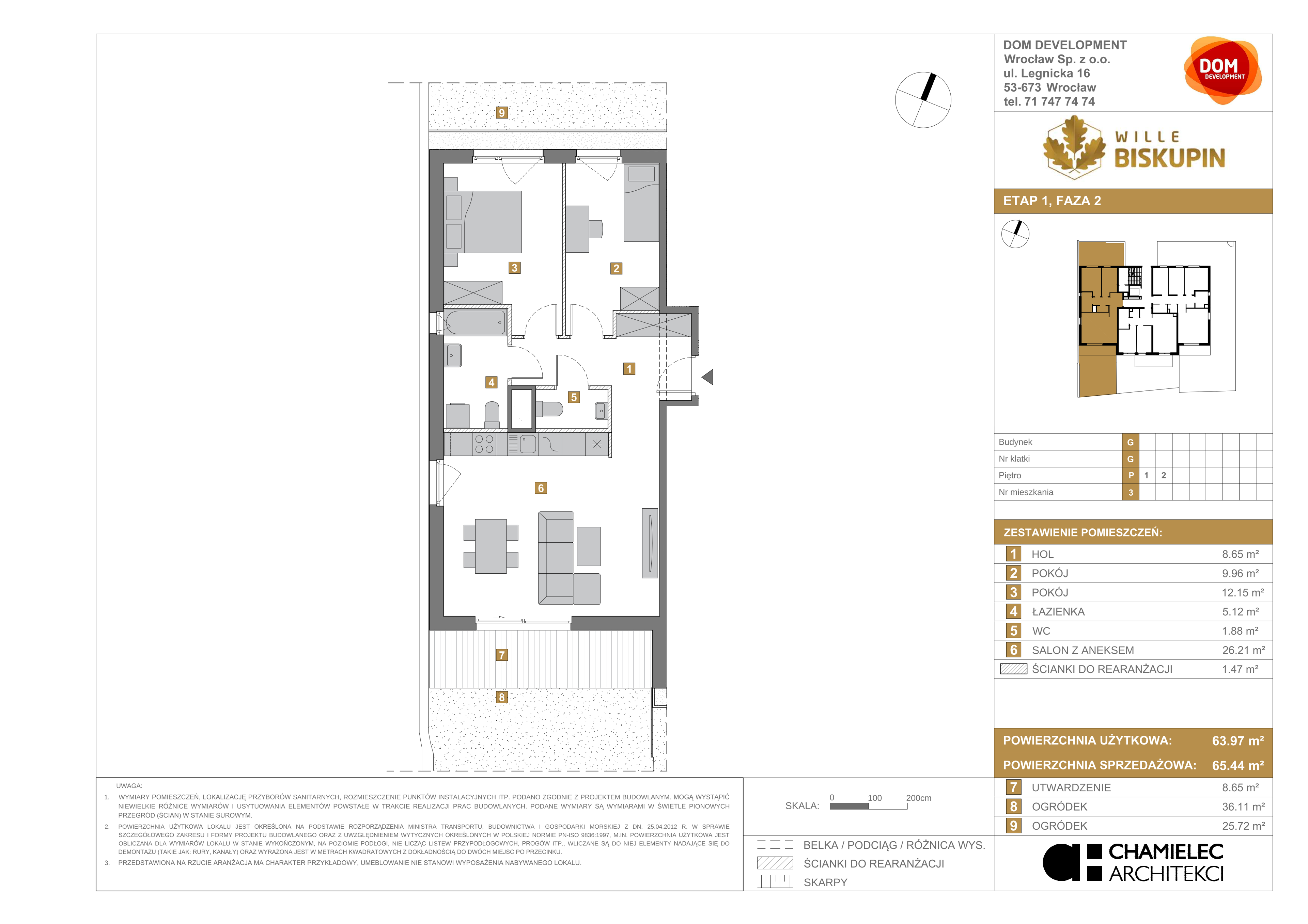 Mieszkanie 65,44 m², parter, oferta nr G/3, Wille Biskupin, Wrocław, Biskupin-Sępolno-Dąbie-Bartoszowice, Śródmieście, ul. Braci Gierymskich 156-idx