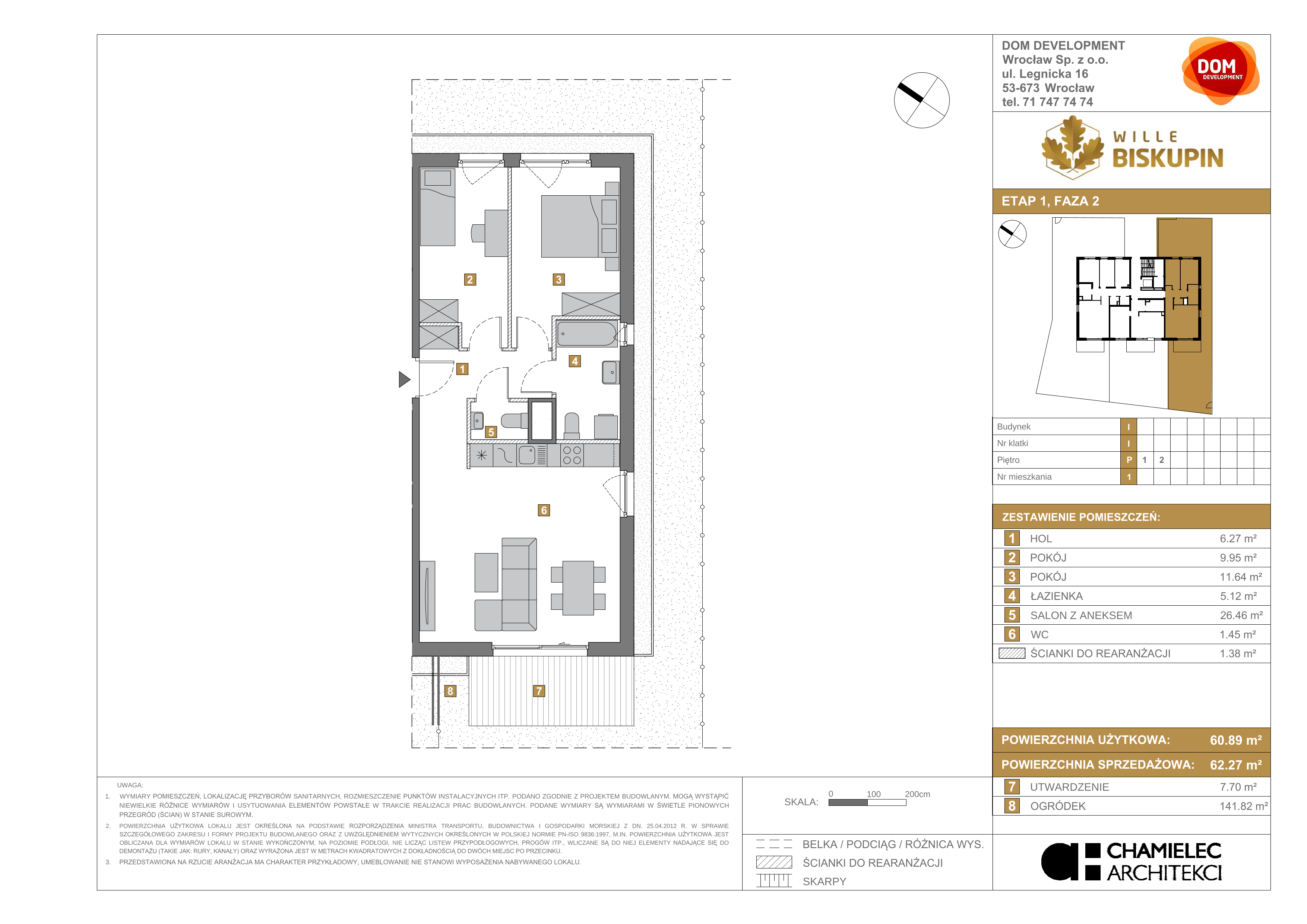 Mieszkanie 62,27 m², parter, oferta nr I/1, Wille Biskupin, Wrocław, Biskupin-Sępolno-Dąbie-Bartoszowice, Śródmieście, ul. Braci Gierymskich 156-idx