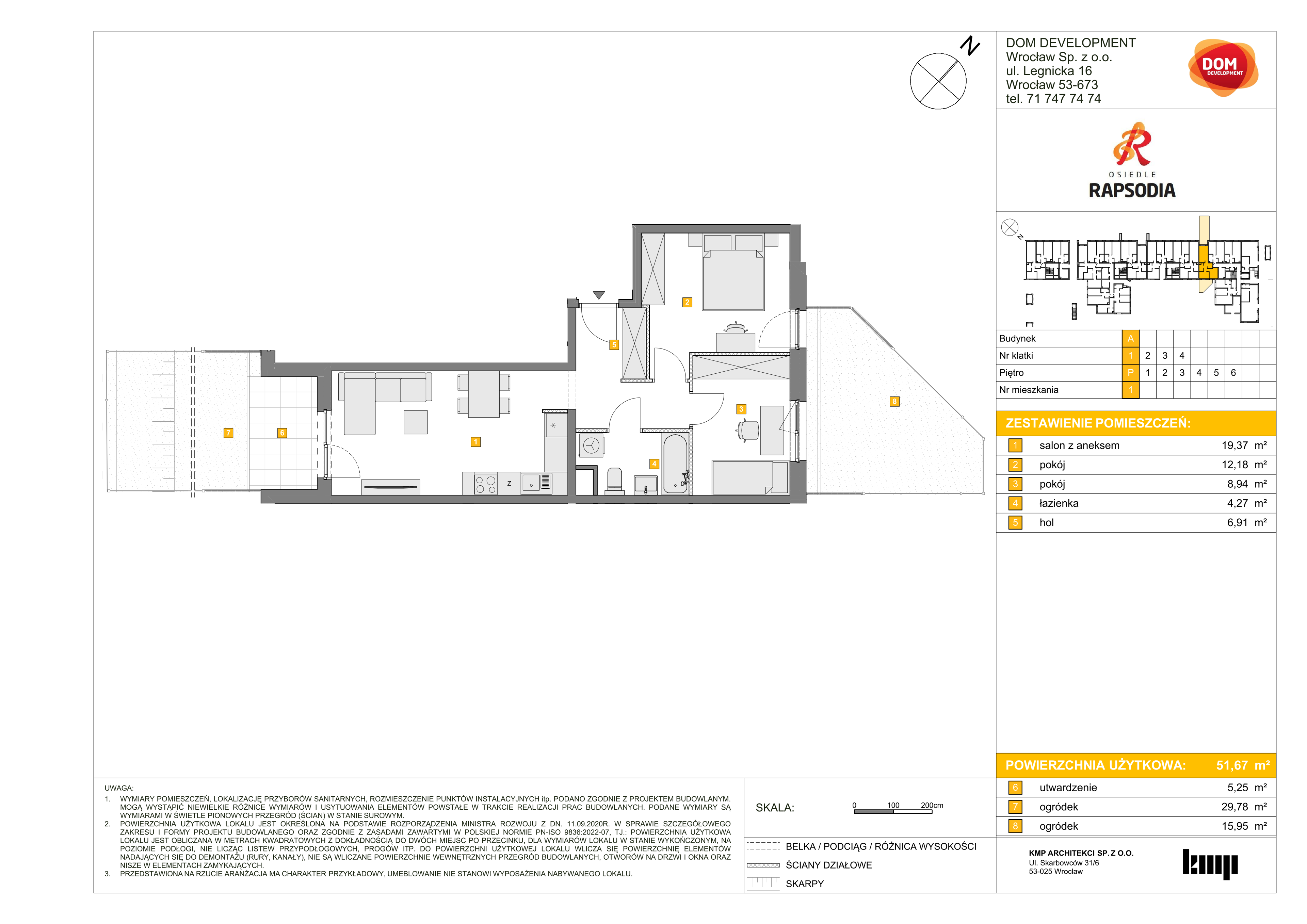 Mieszkanie 51,67 m², parter, oferta nr A/1, Osiedle Rapsodia, Wrocław, Karłowice-Różanka, Różanka, ul. Wołowska 5-idx