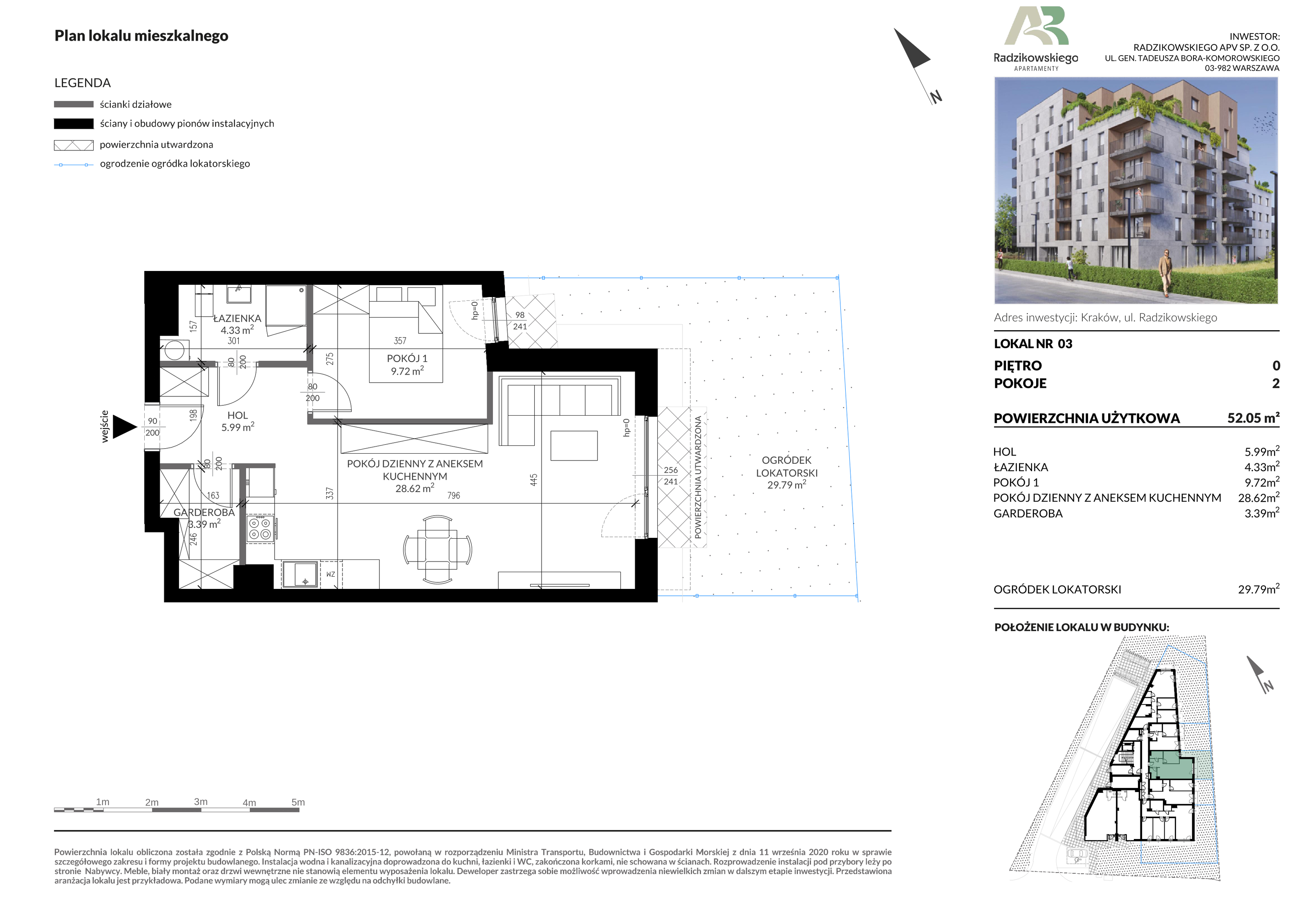 Mieszkanie 52,05 m², parter, oferta nr 3, Apartamenty Radzikowskiego, Kraków, Prądnik Biały, Azory, ul. Radzikowskiego-idx