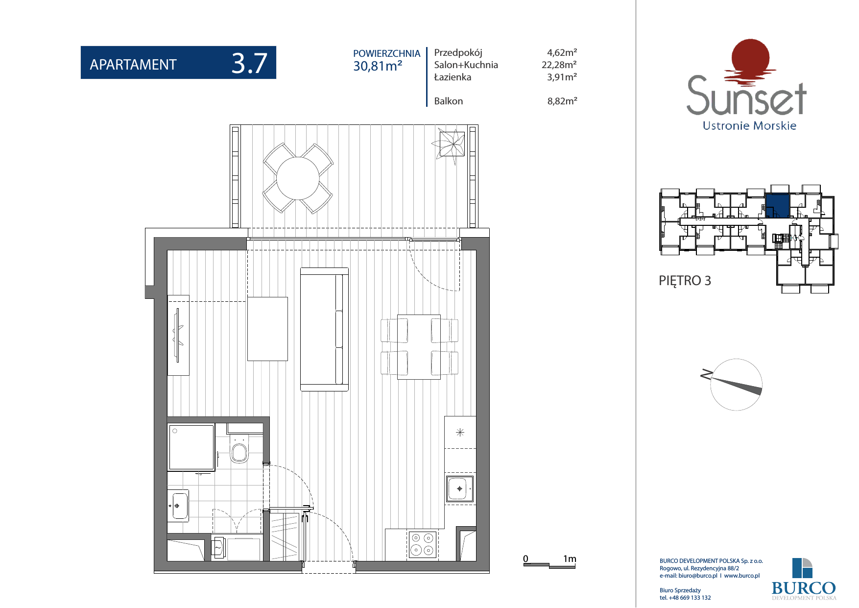 Apartament 30,81 m², piętro 3, oferta nr Budynek A 3.7, Sunset Ustronie Morskie, Ustronie Morskie, ul. Rolna-idx