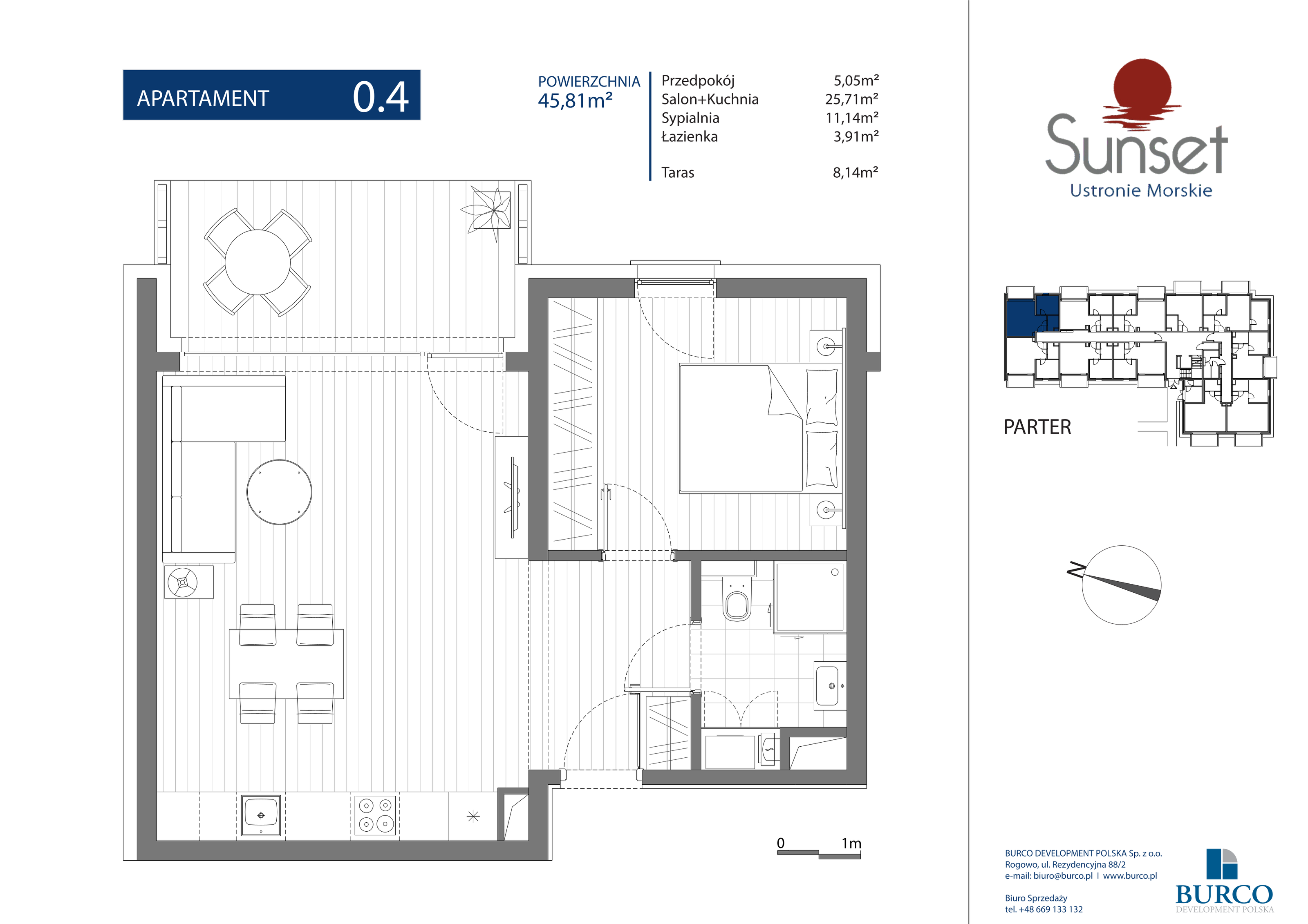 Apartament 45,81 m², parter, oferta nr Budynek A 0.4, Sunset Ustronie Morskie, Ustronie Morskie, ul. Rolna-idx