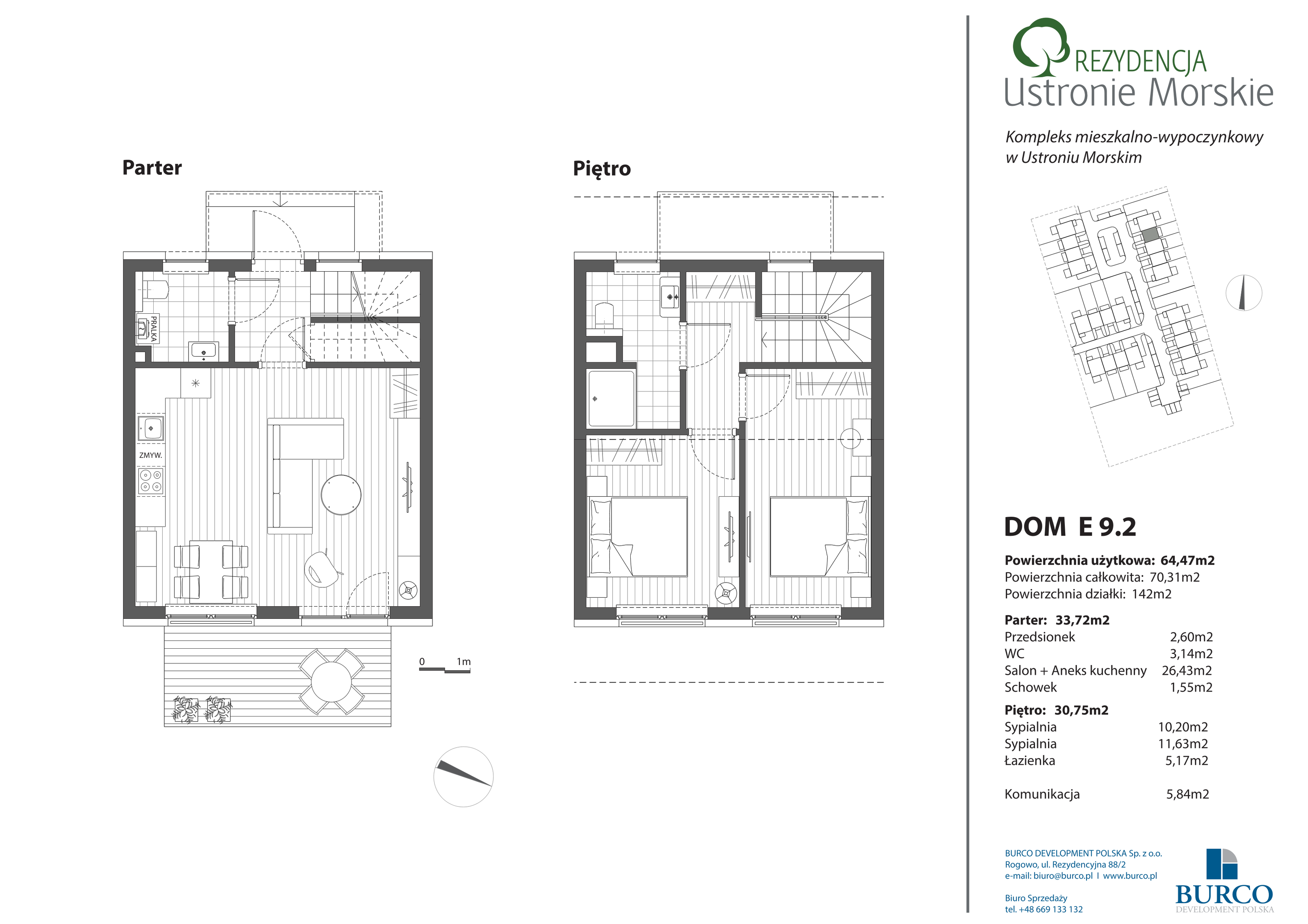 Dom 70,31 m², oferta nr E9.2, Rezydencja Ustronie Morskie - domy szeregowe z ogrodem i basenem, Ustronie Morskie, ul. Zachodnia-idx