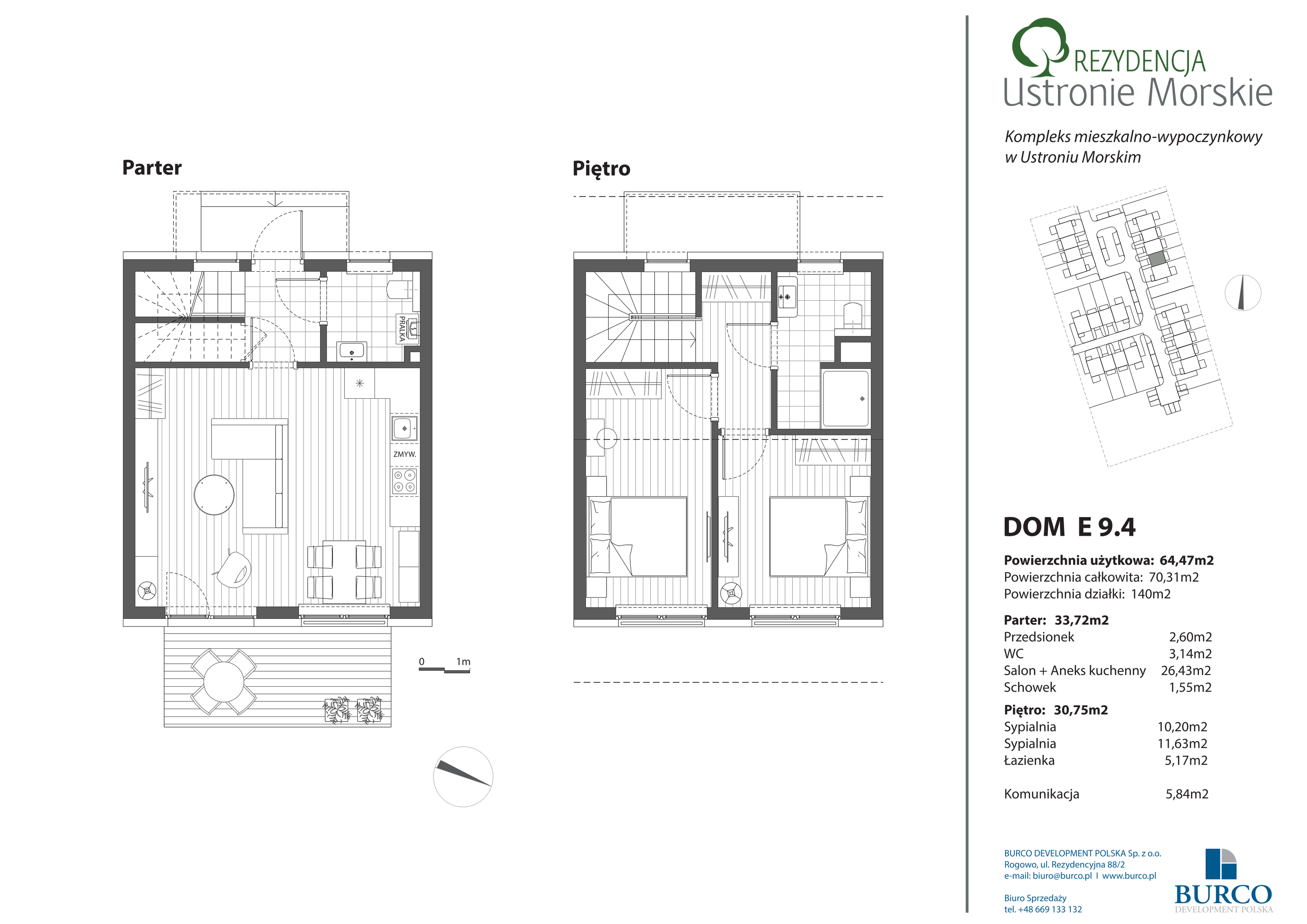 Dom 70,31 m², oferta nr E9.4, Rezydencja Ustronie Morskie - domy szeregowe z ogrodem i basenem, Ustronie Morskie, ul. Zachodnia-idx