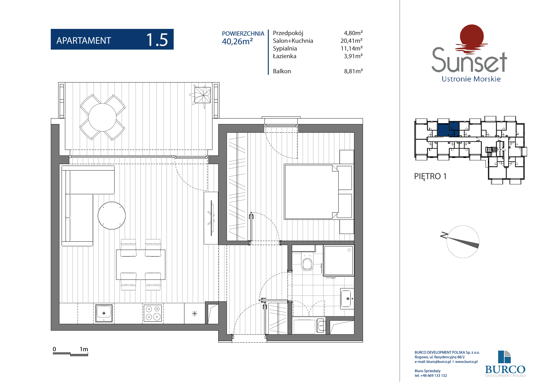 Apartament 40,26 m², piętro 1, oferta nr Budynek A 1.5, Sunset Ustronie Morskie, Ustronie Morskie, ul. Rolna-idx