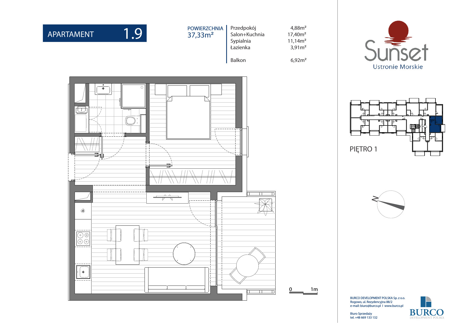 Apartament 37,33 m², piętro 1, oferta nr Budynek A 1.9, Sunset Ustronie Morskie, Ustronie Morskie, ul. Rolna-idx