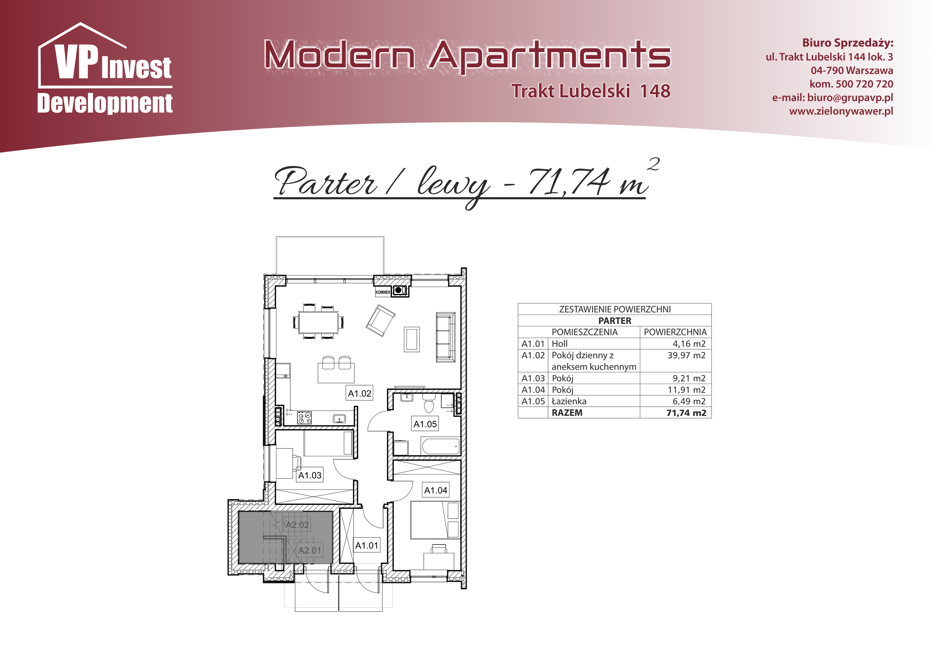 Mieszkanie 71,74 m², parter, oferta nr M1/0/3, Modern Apartments, Warszawa, Wawer, Zerzeń, Trakt Lubelski 148-idx