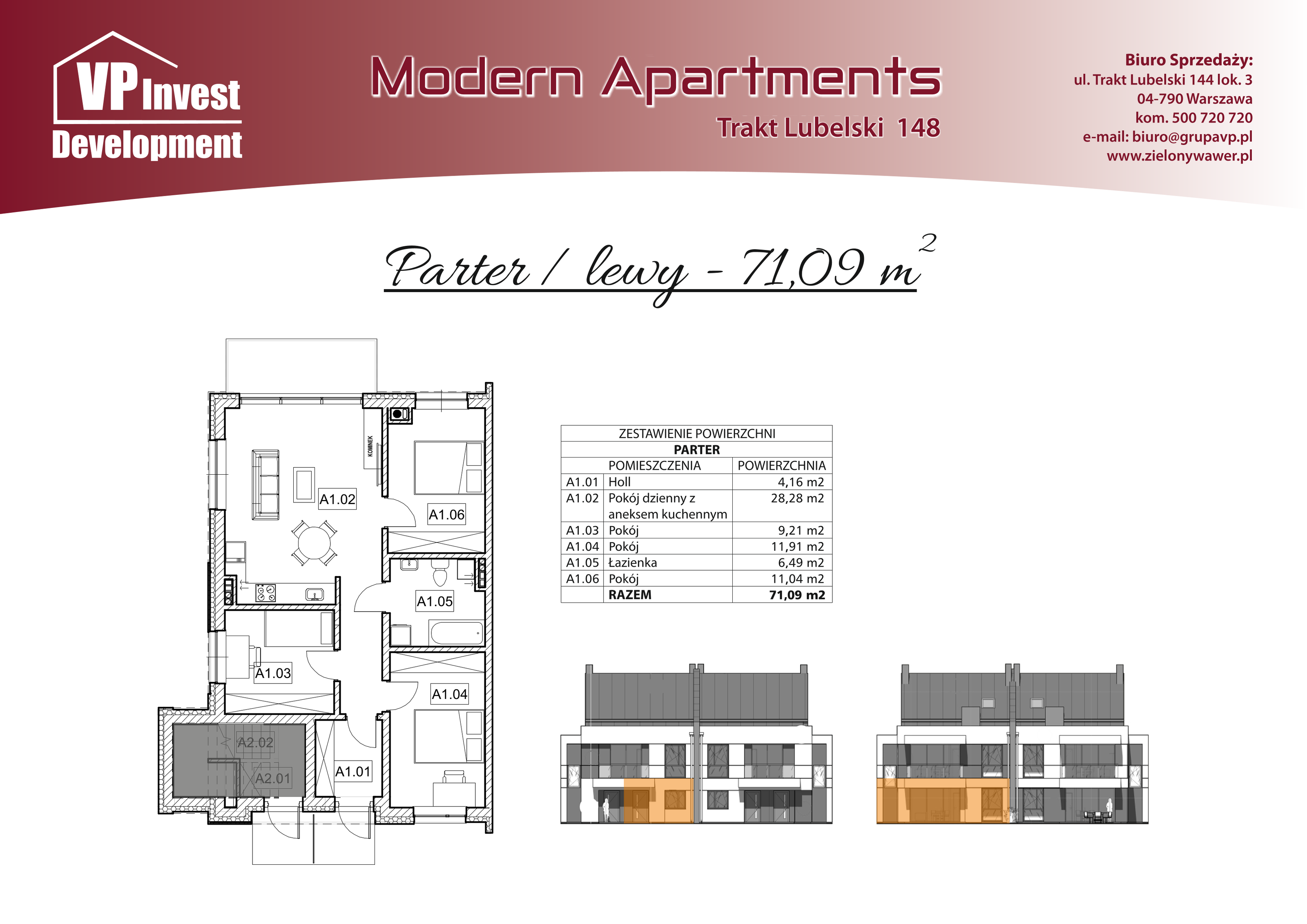 Mieszkanie 71,09 m², parter, oferta nr M1/0/4, Modern Apartments, Warszawa, Wawer, Zerzeń, Trakt Lubelski 148-idx