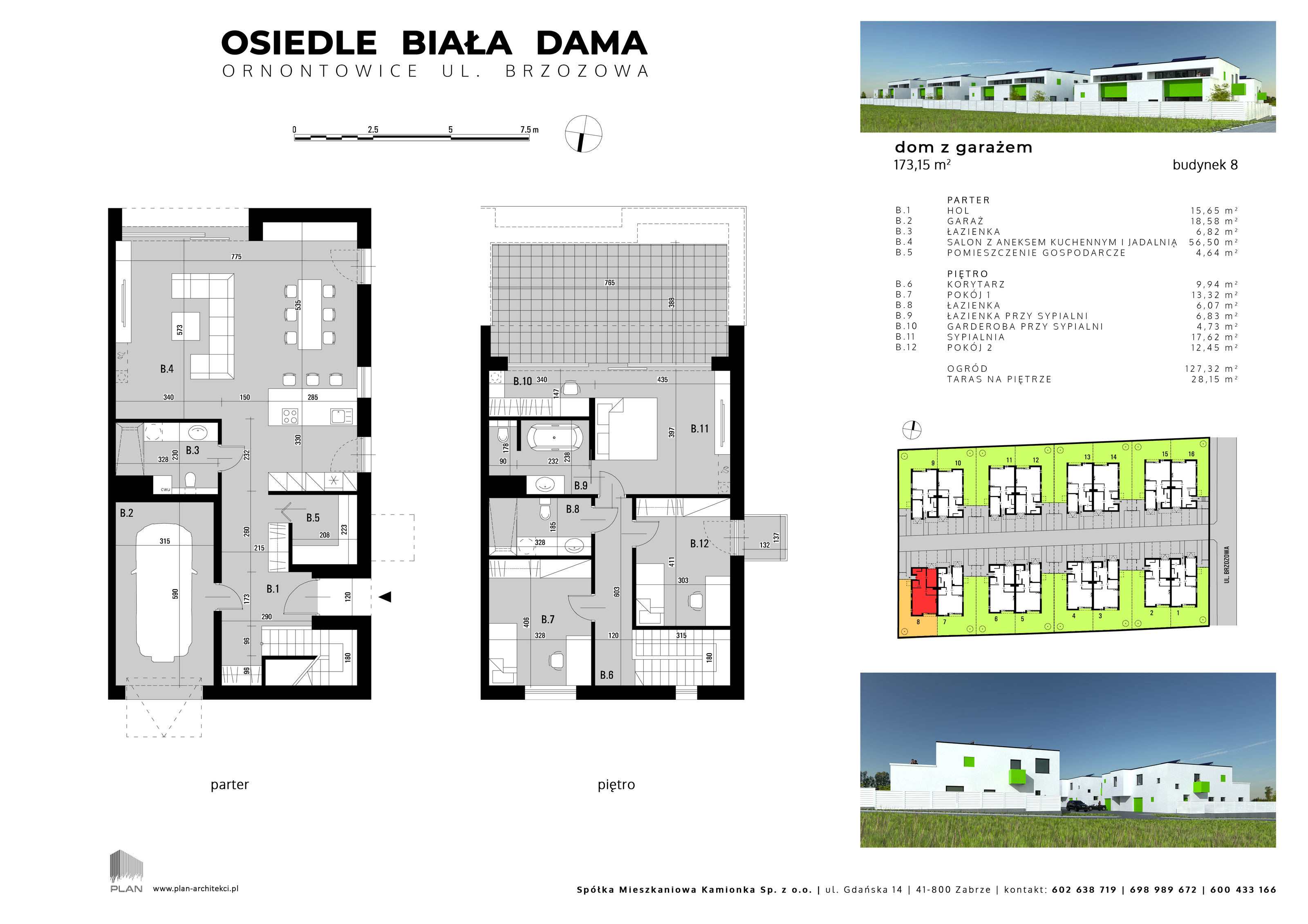 Dom 173,15 m², oferta nr 8, Osiedle Biała Dama, Ornontowice, ul. Brzozowa-idx