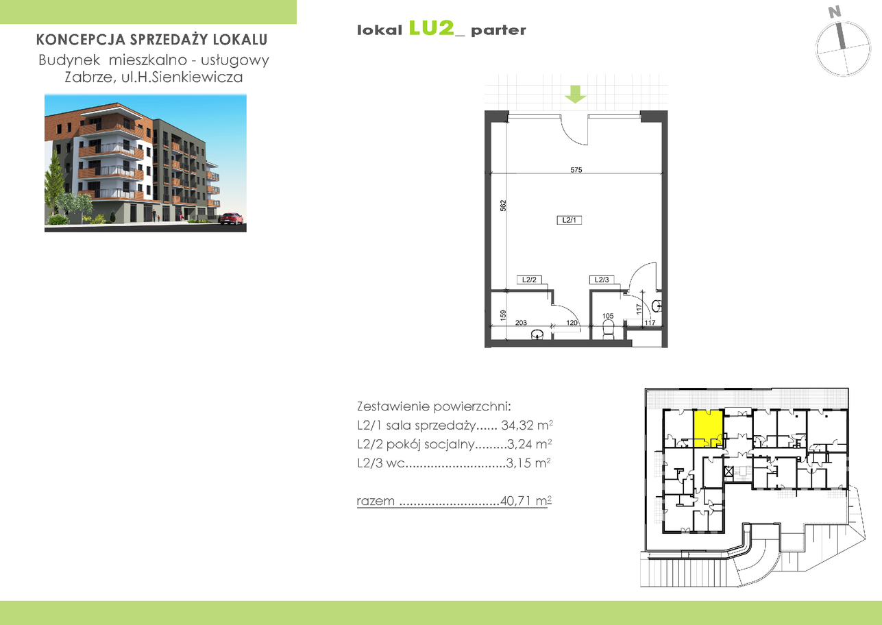 Lokal użytkowy 40,21 m², oferta nr LU2, Zabrze, ul Sienkiewicza - lokale użytkowe, Zabrze, Centrum Północ, ul. Sienkiewicza-idx