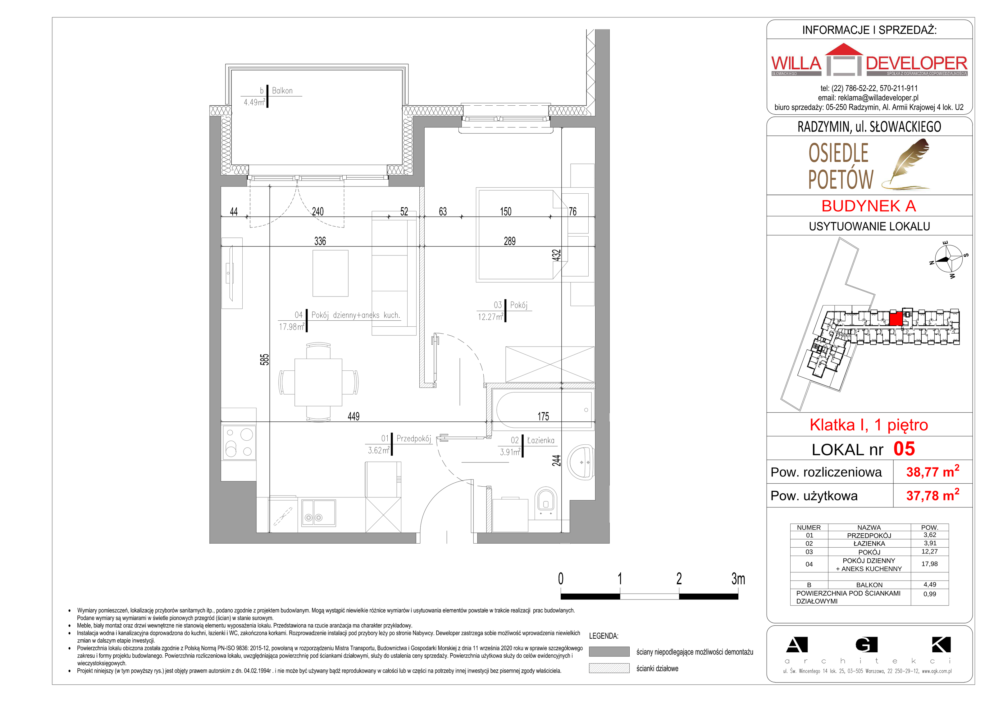 Mieszkanie 37,78 m², piętro 1, oferta nr 5, Osiedle Poetów, Radzymin, ul. Słowackiego-idx