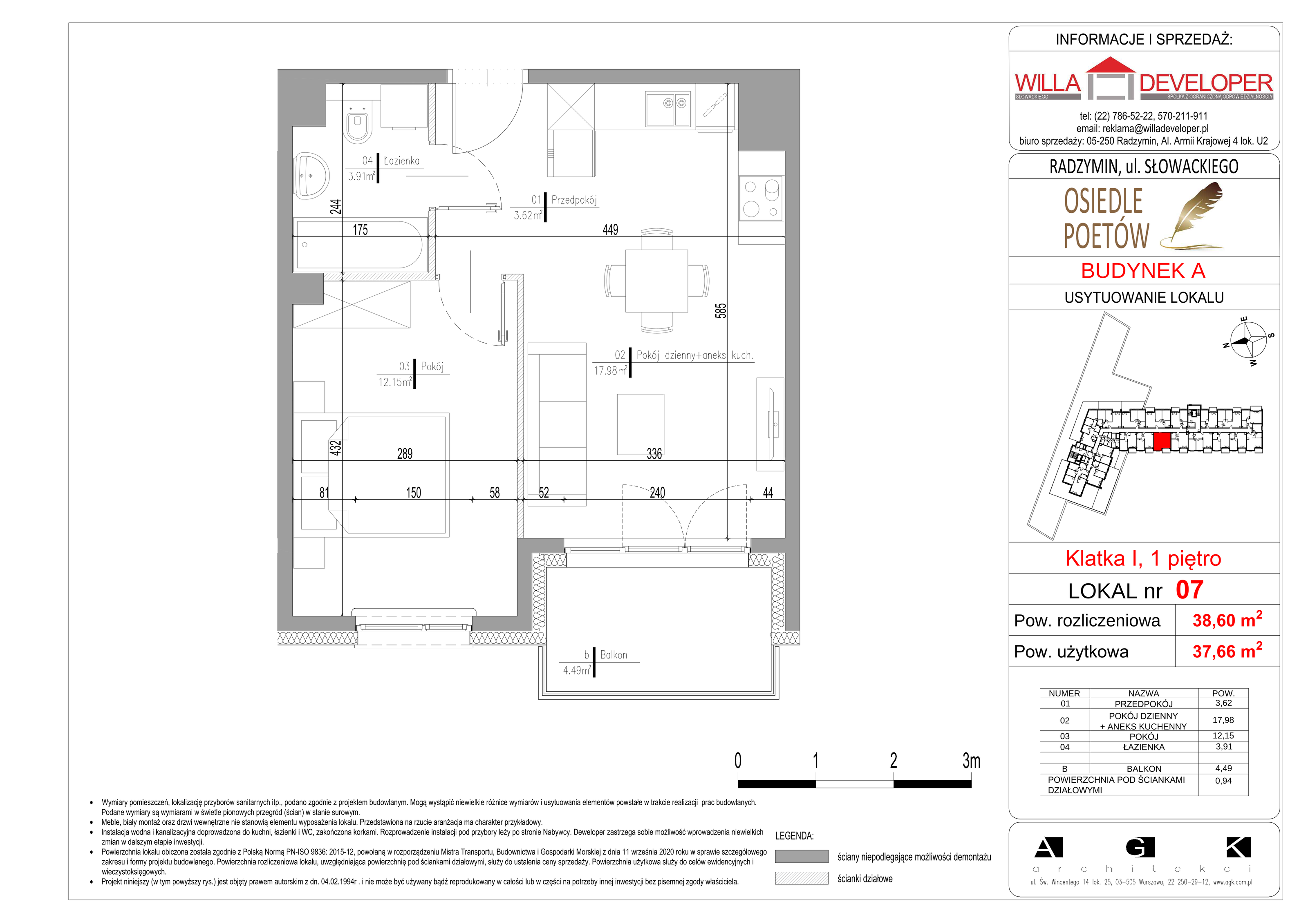 Mieszkanie 37,66 m², piętro 1, oferta nr 7, Osiedle Poetów, Radzymin, ul. Słowackiego-idx