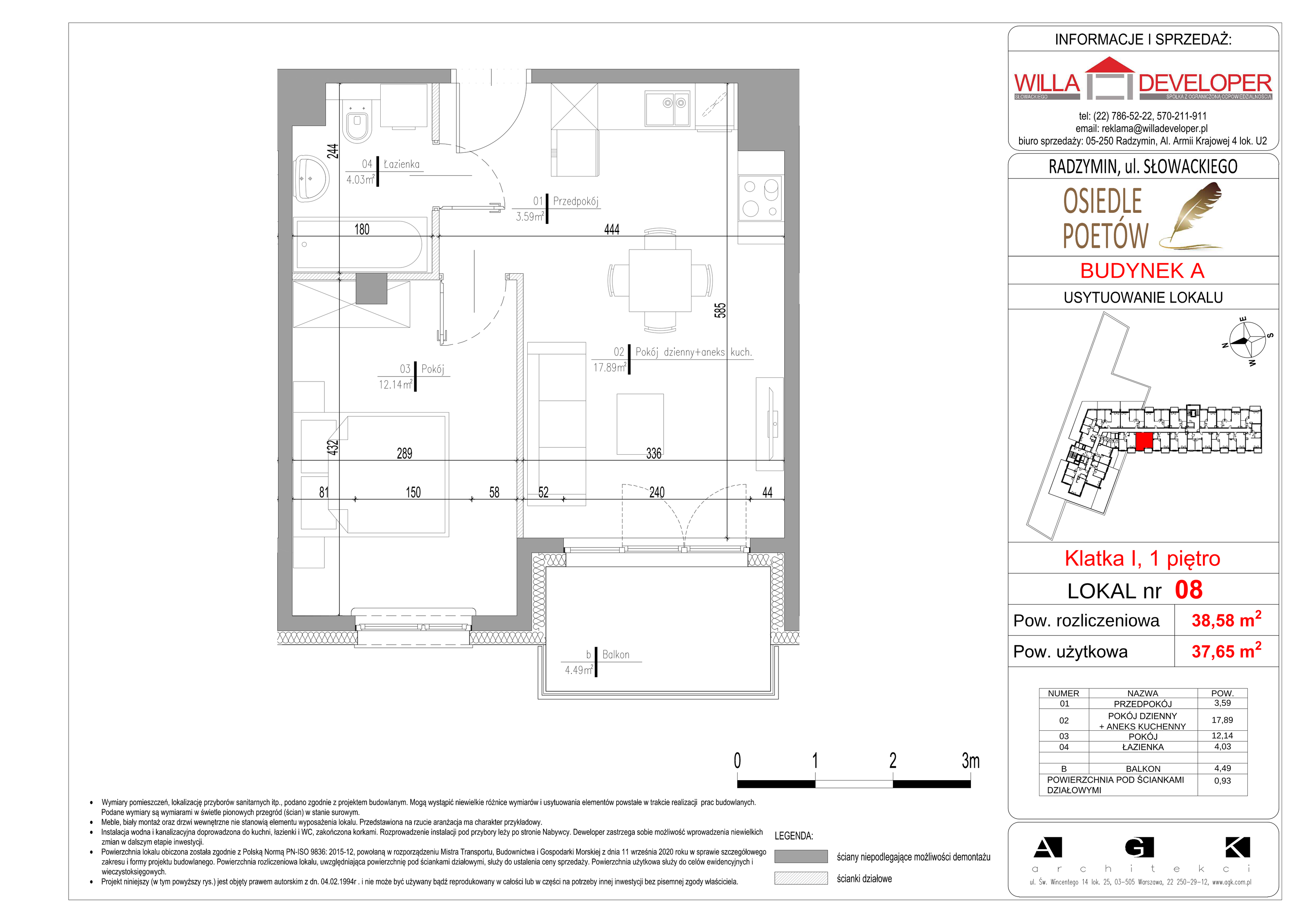 Mieszkanie 37,65 m², piętro 1, oferta nr 8, Osiedle Poetów, Radzymin, ul. Słowackiego-idx