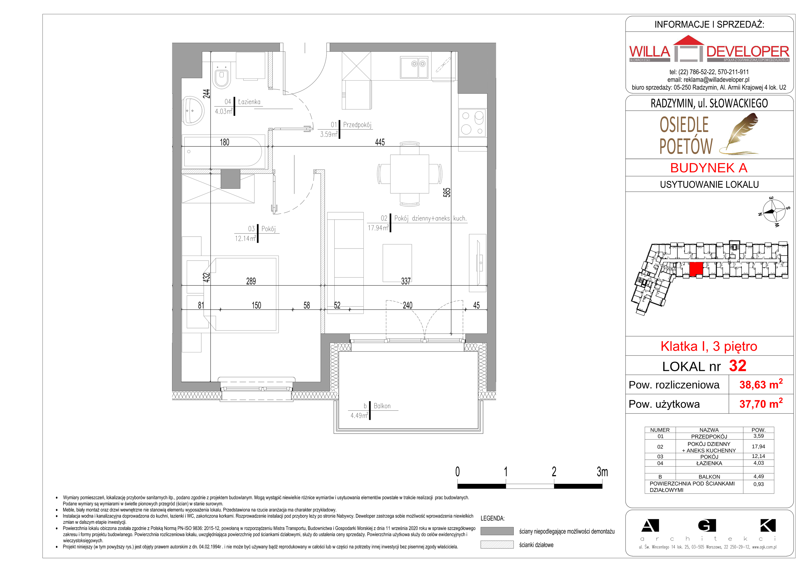 Mieszkanie 37,70 m², piętro 3, oferta nr 32, Osiedle Poetów, Radzymin, ul. Słowackiego-idx