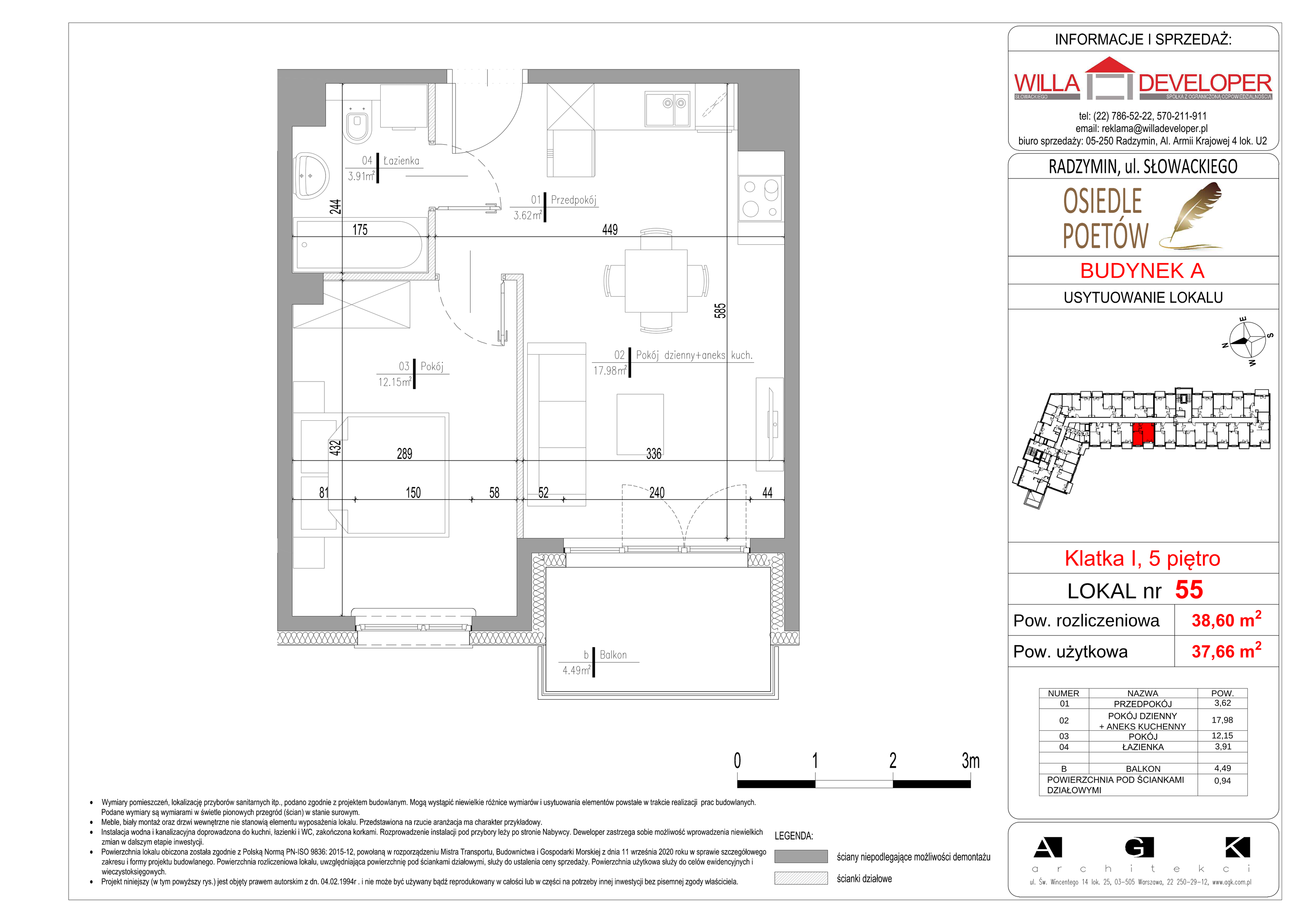 Mieszkanie 37,66 m², piętro 5, oferta nr 55, Osiedle Poetów, Radzymin, ul. Słowackiego-idx