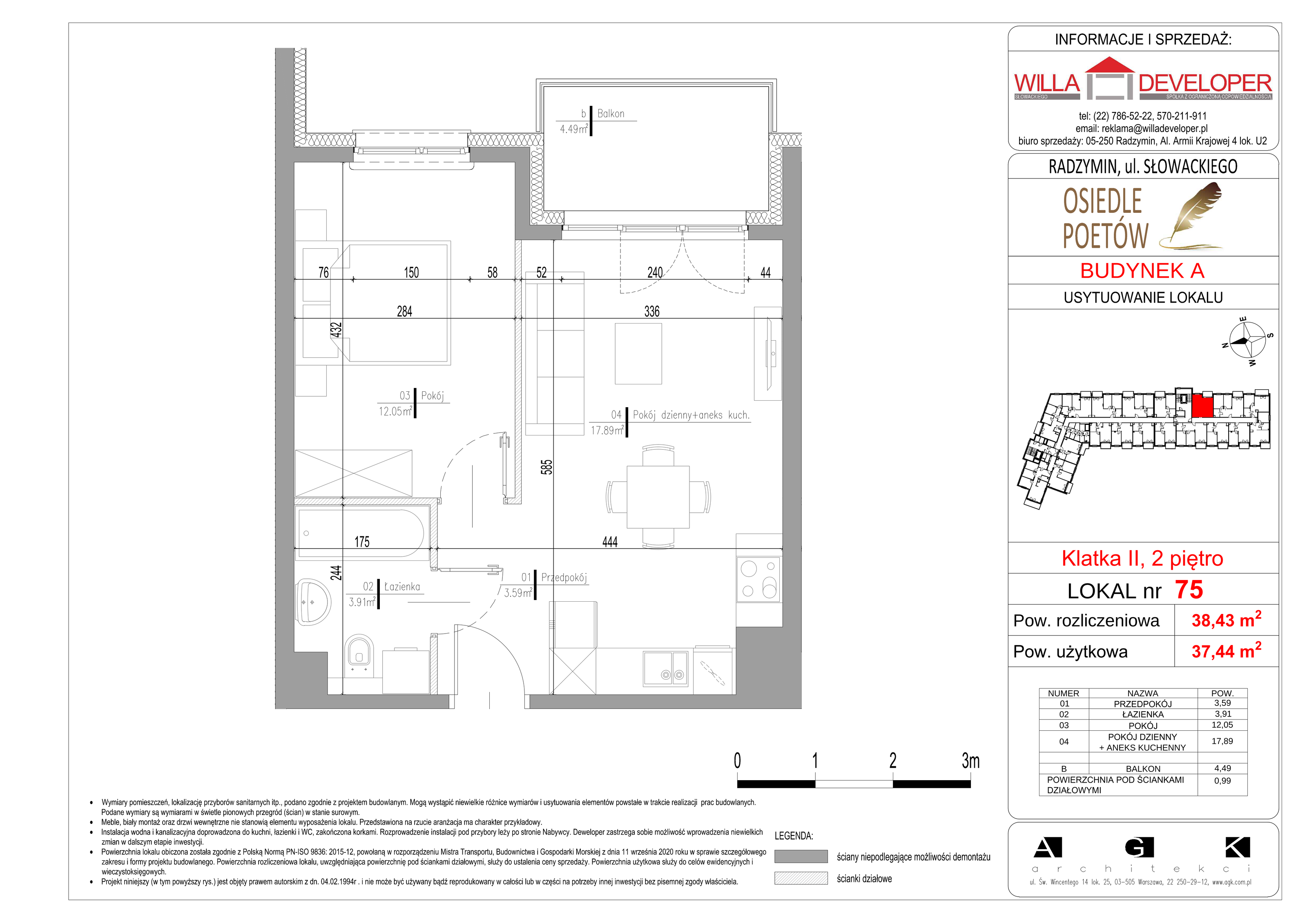 Mieszkanie 37,44 m², piętro 2, oferta nr 75, Osiedle Poetów, Radzymin, ul. Słowackiego-idx