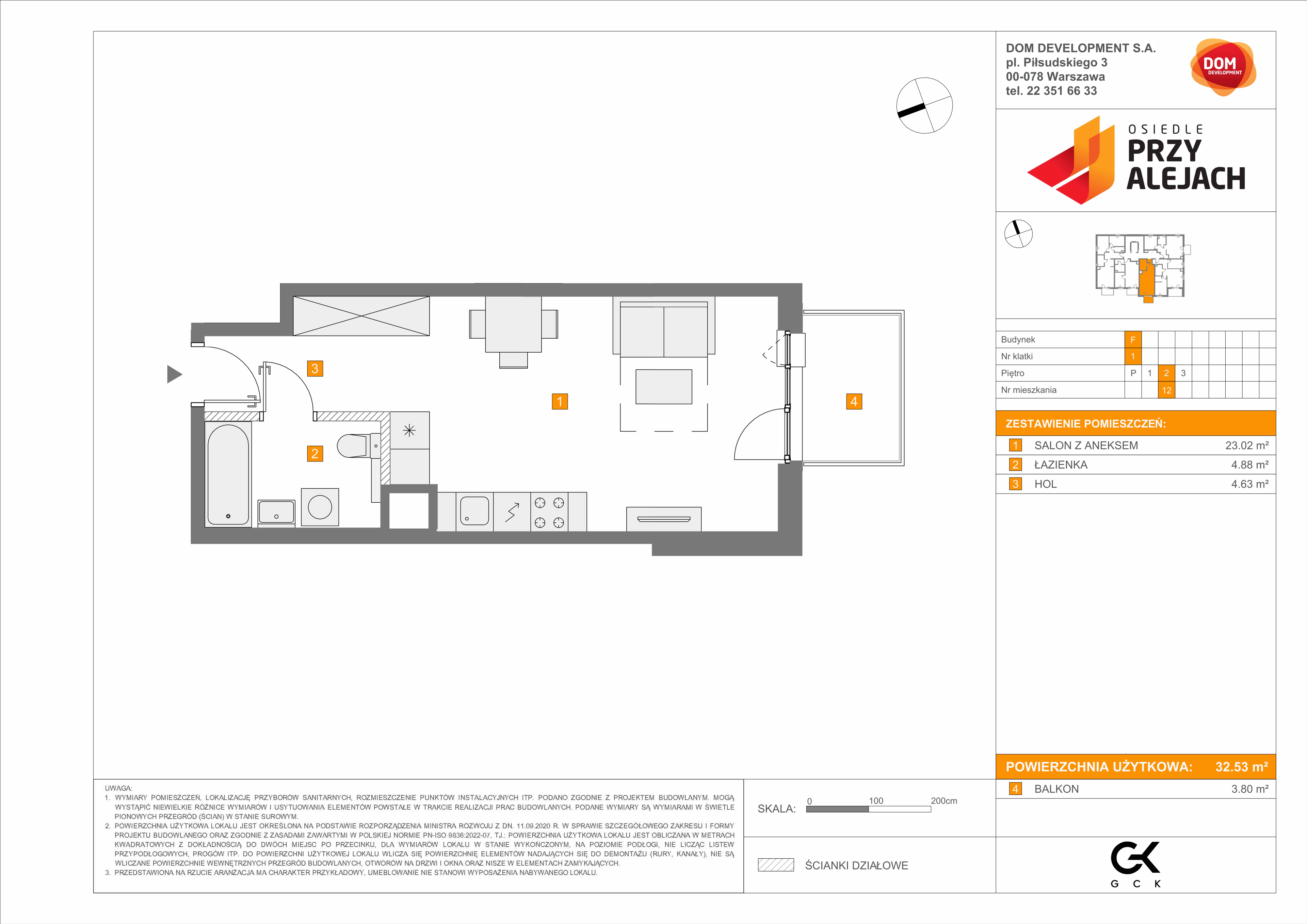 Mieszkanie 32,53 m², piętro 2, oferta nr F/12, Osiedle przy Alejach, Warszawa, Włochy, Stare Włochy, Aleje Jerozolimskie 190-idx