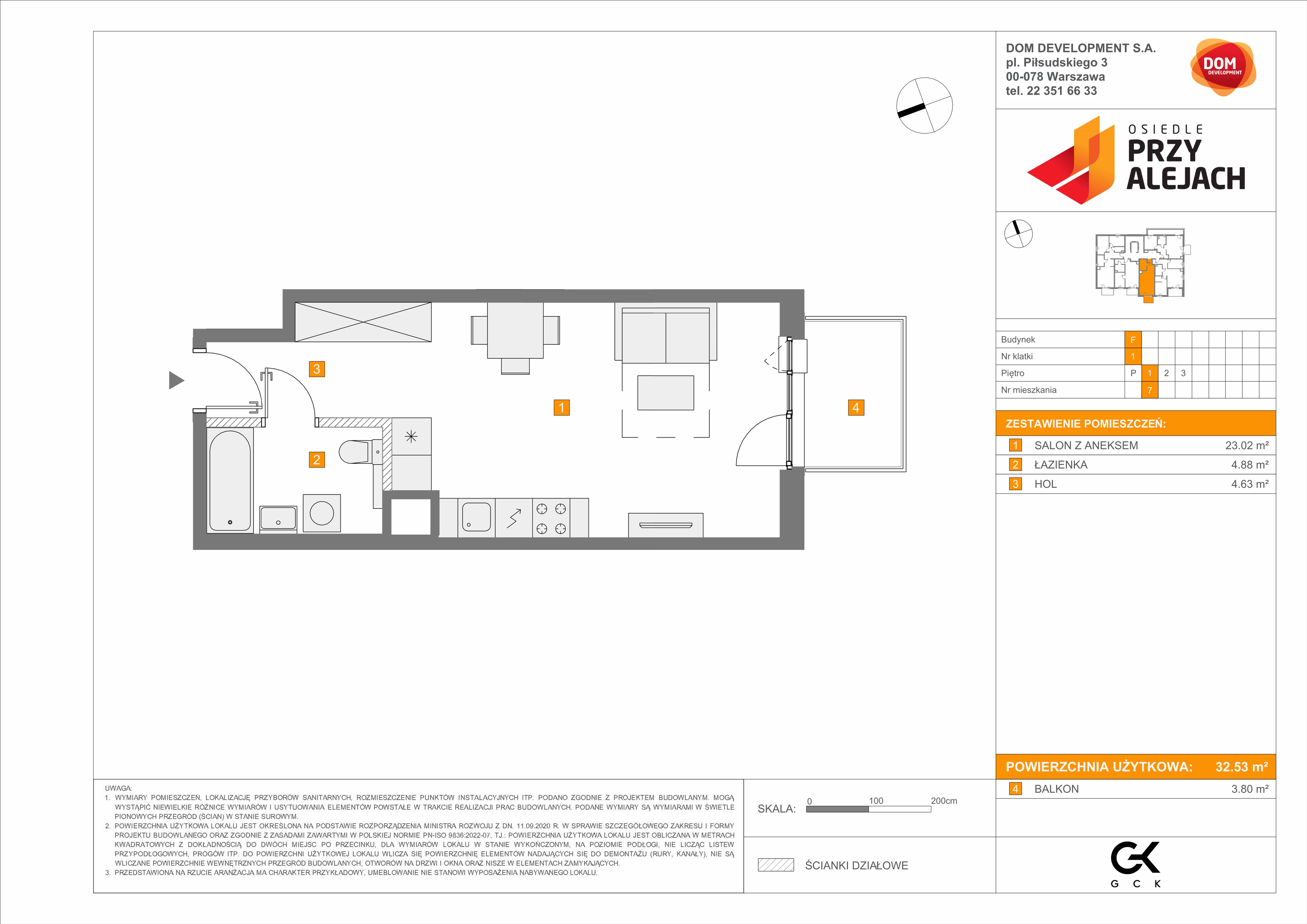 Mieszkanie 32,53 m², piętro 1, oferta nr F/7, Osiedle przy Alejach, Warszawa, Włochy, Stare Włochy, Aleje Jerozolimskie 190-idx