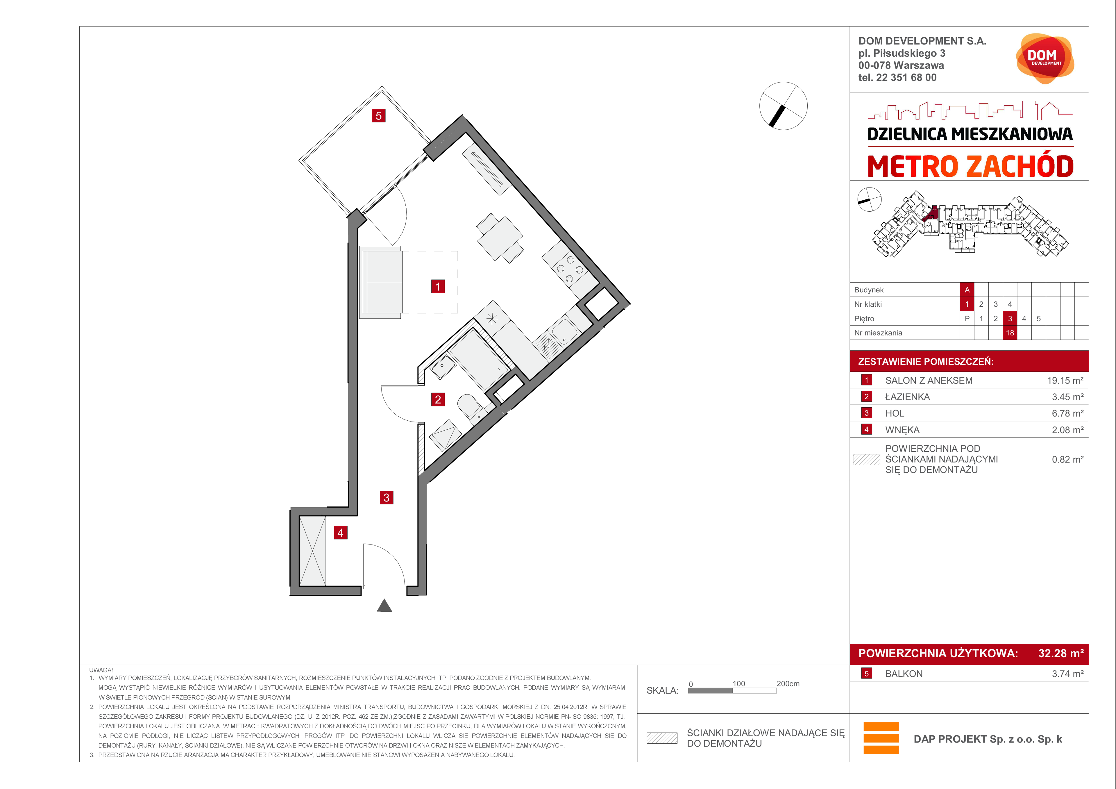 Mieszkanie 32,28 m², piętro 3, oferta nr A/18, Metro Zachód, Warszawa, Bemowo, Chrzanów, ul. Szeligowska-idx