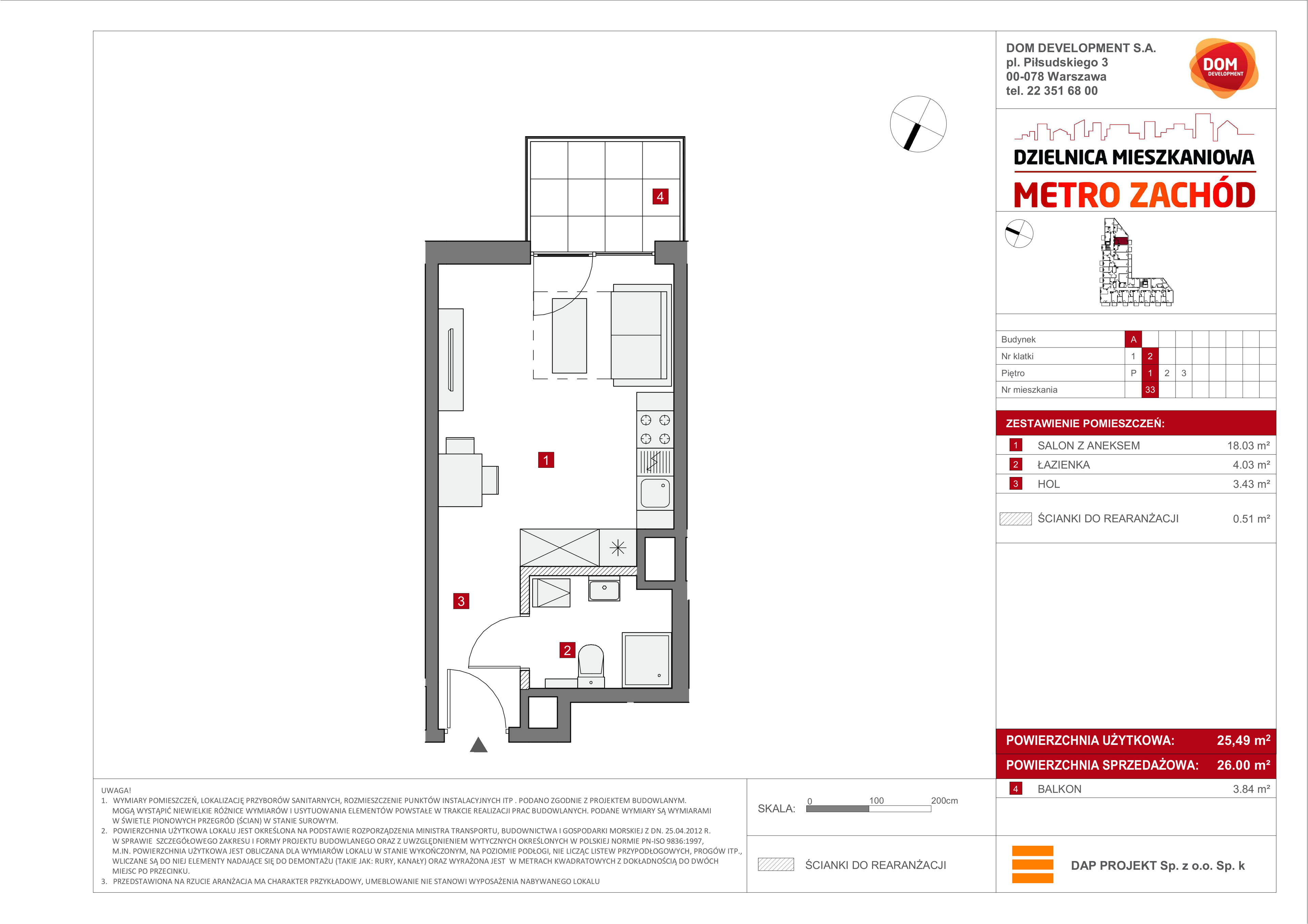 Mieszkanie 26,00 m², piętro 1, oferta nr A/33, Metro Zachód etap 6, Warszawa, Bemowo, Chrzanów, ul. Szeligowska-idx