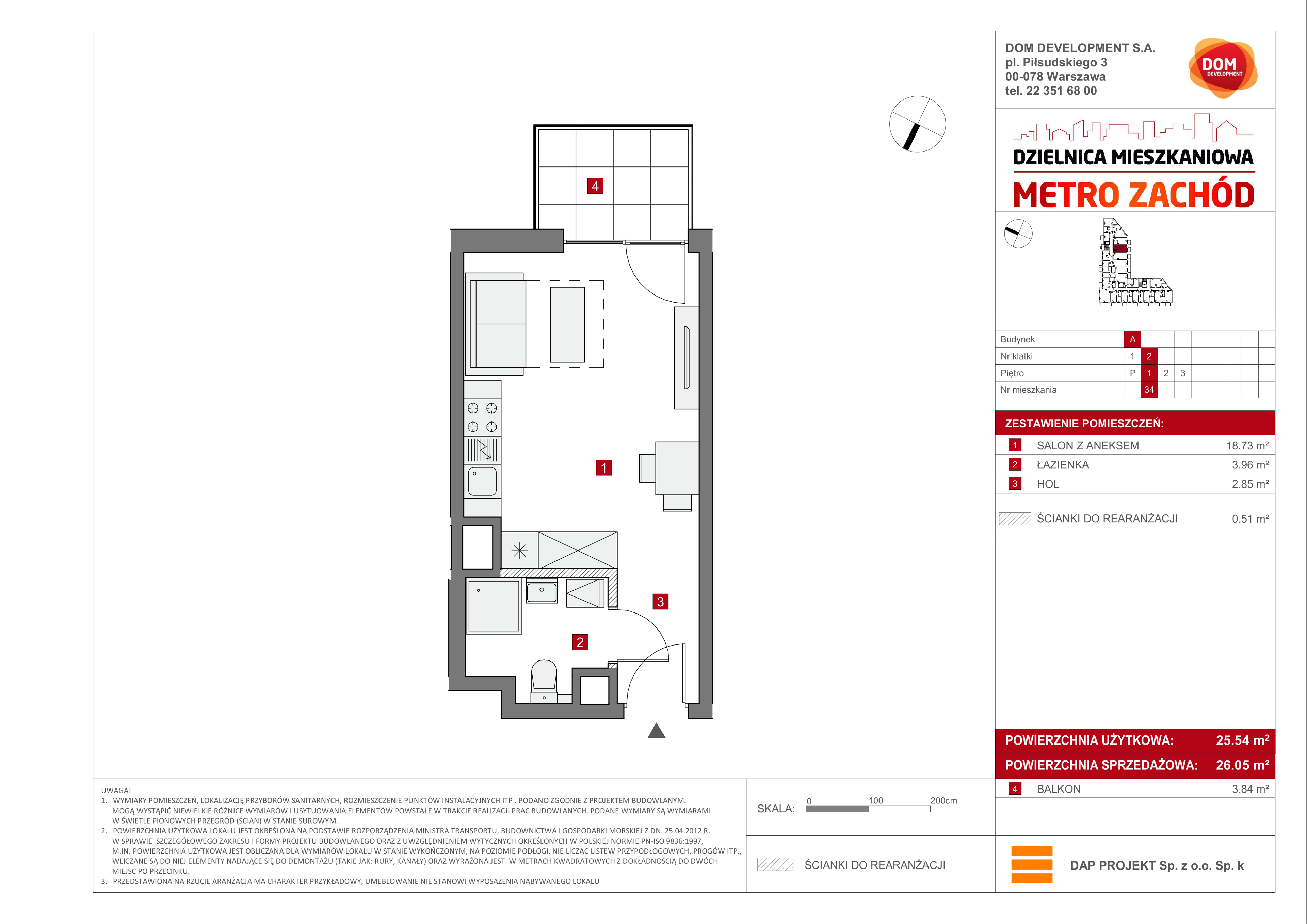 Mieszkanie 26,05 m², piętro 1, oferta nr A/34, Metro Zachód etap 6, Warszawa, Bemowo, Chrzanów, ul. Szeligowska-idx