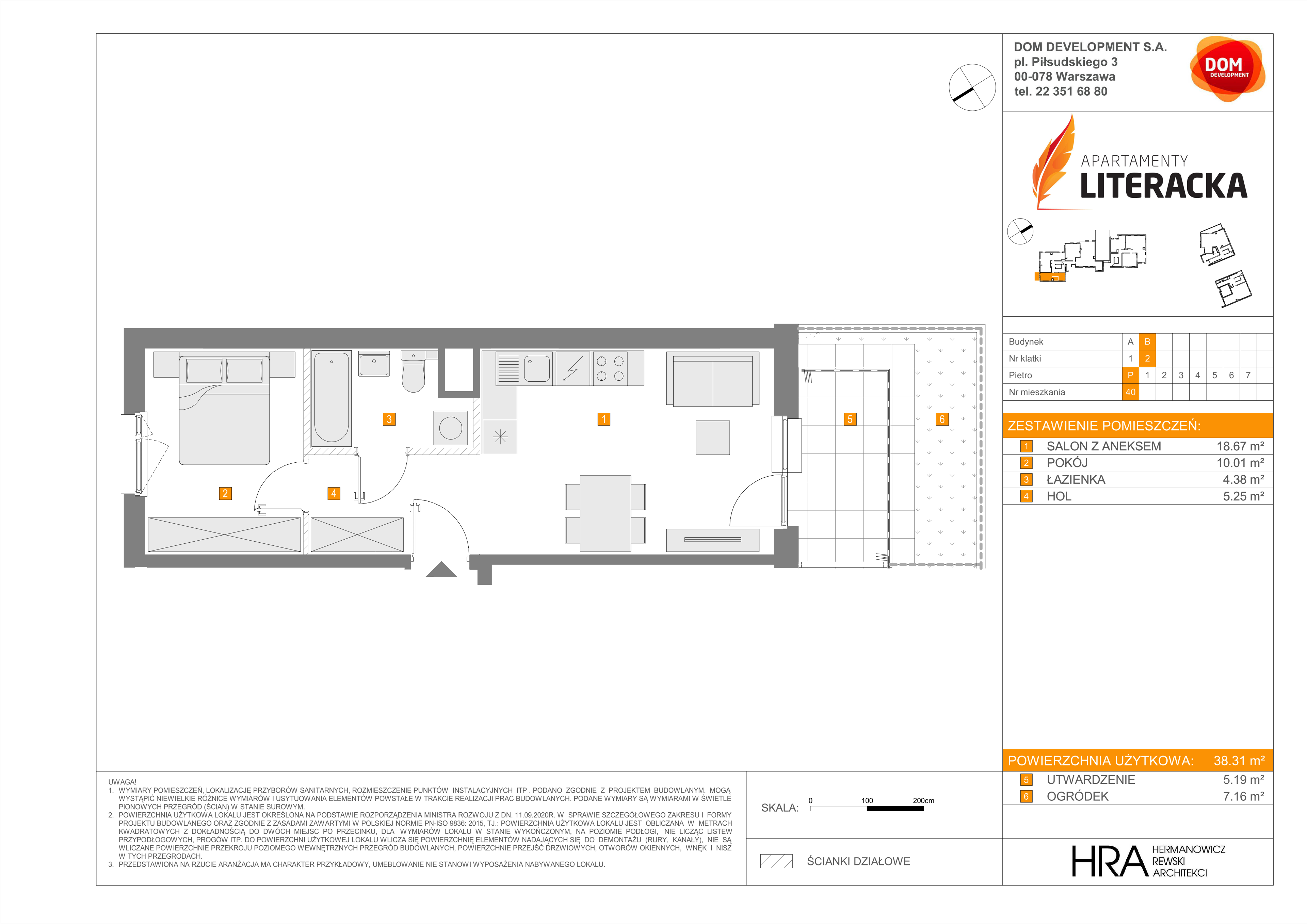 Mieszkanie 38,31 m², parter, oferta nr B/40, Apartamenty Literacka, Warszawa, Bielany, Piaski, ul. Literacka-idx