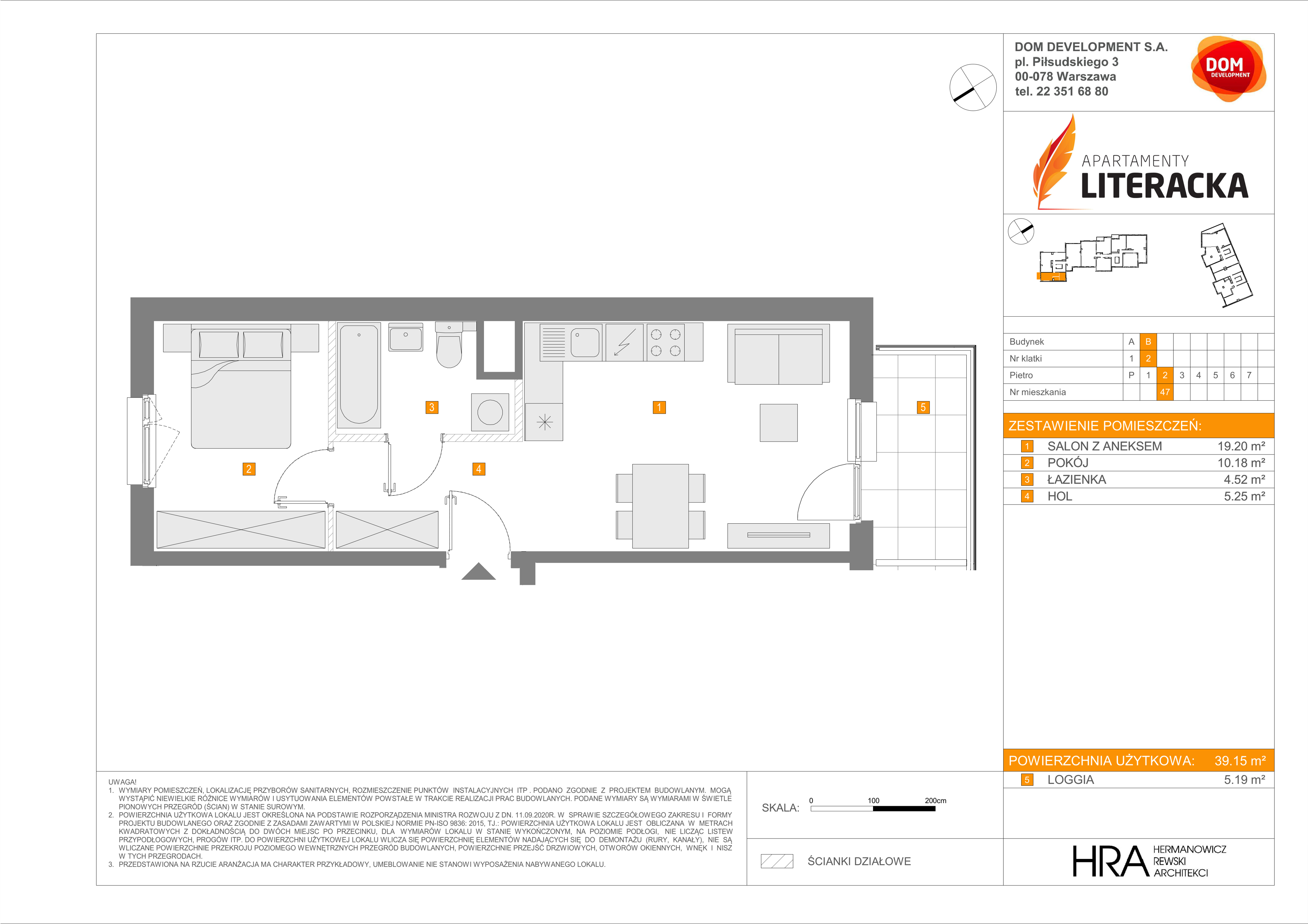 Mieszkanie 39,15 m², piętro 2, oferta nr B/47, Apartamenty Literacka, Warszawa, Bielany, Piaski, ul. Literacka-idx