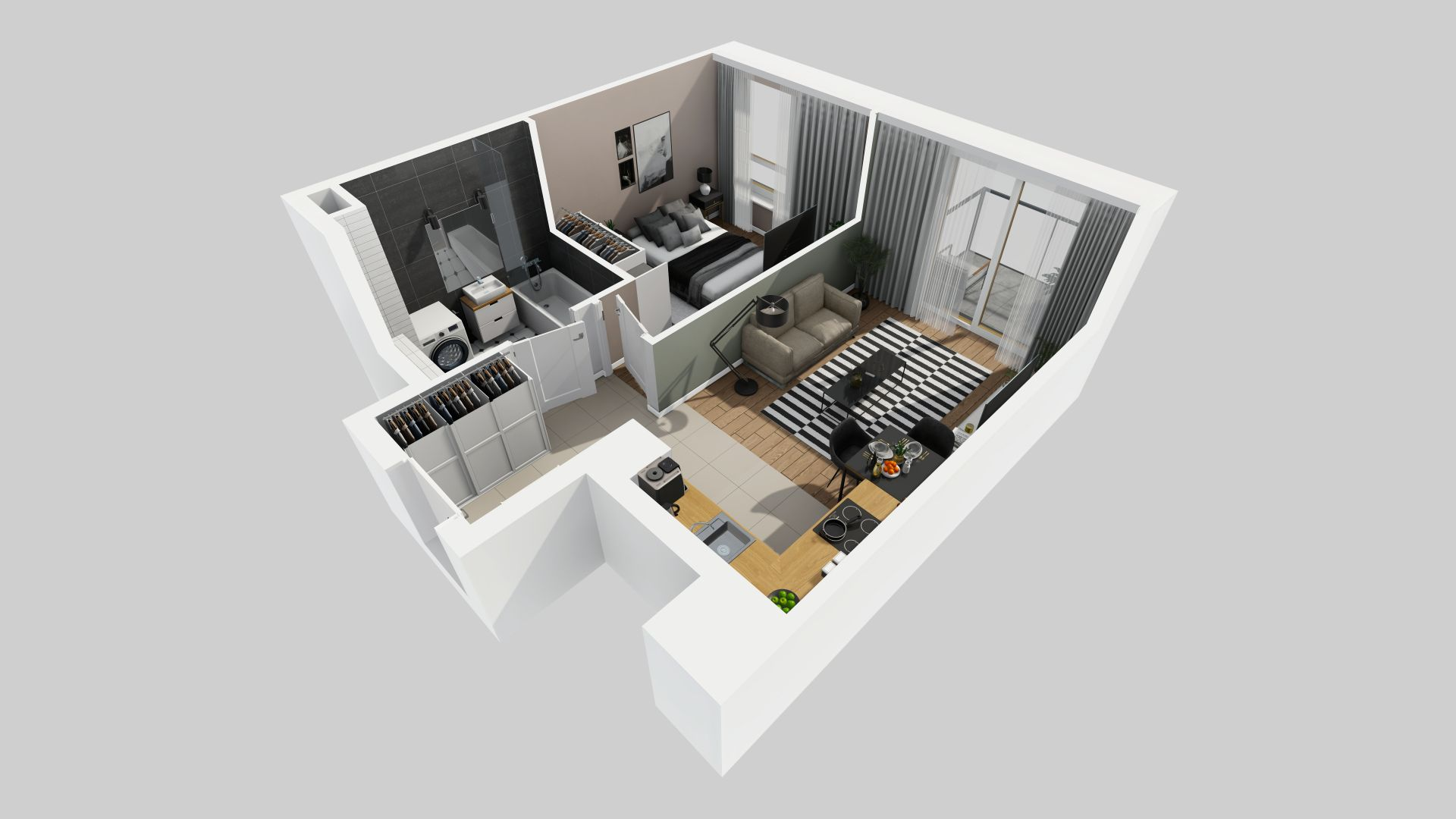 Mieszkanie 38,24 m², piętro 3, oferta nr D/121, Apartamenty Rudnickiego, Warszawa, Bielany, Piaski, ul. Rudnickiego 7-idx