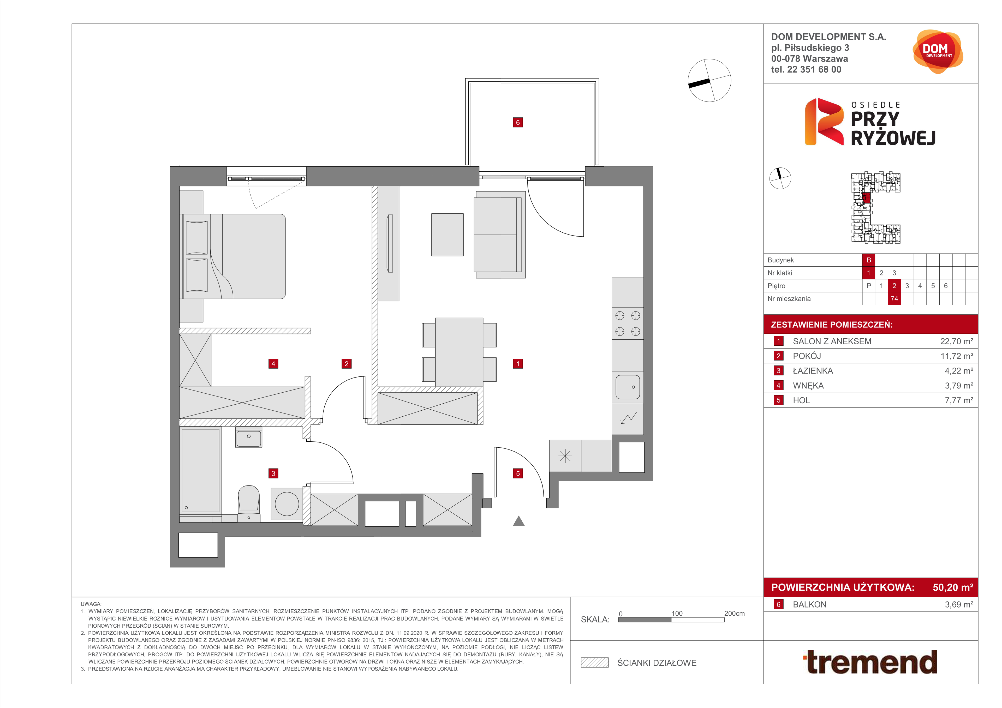 Mieszkanie 50,20 m², piętro 2, oferta nr B/74, Osiedle przy Ryżowej, Warszawa, Ursus, Skorosze, ul. Ryżowa 62-idx