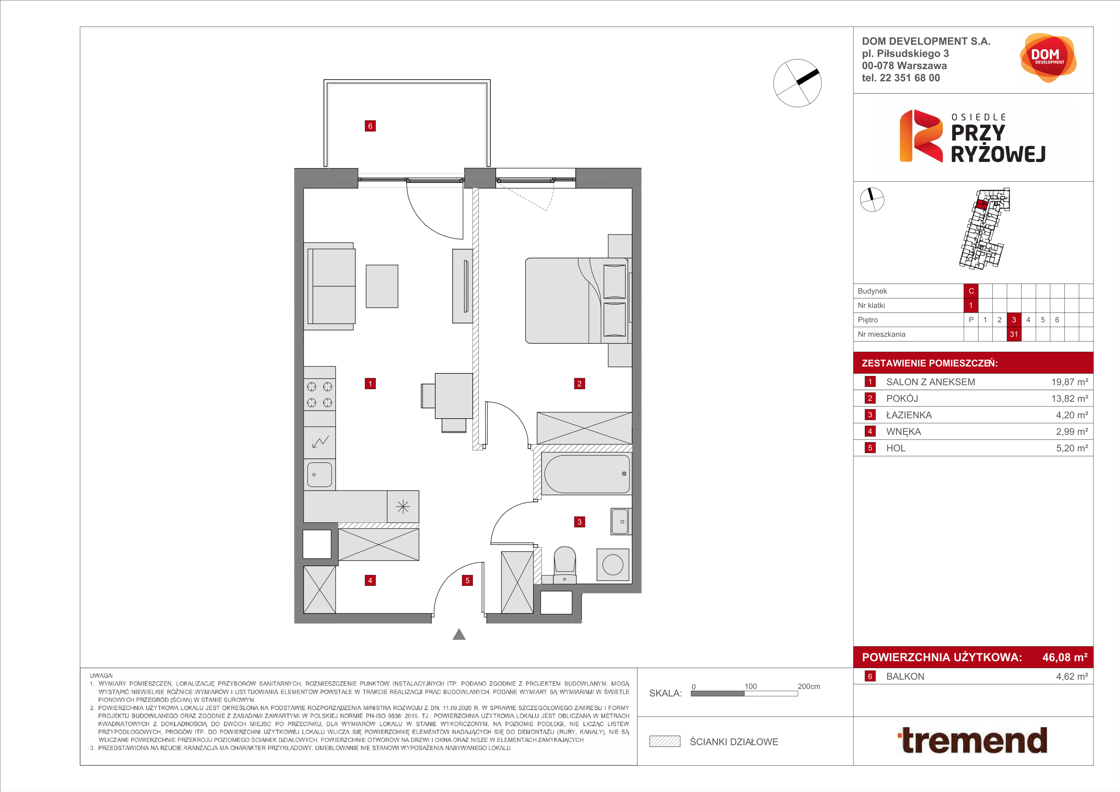 Mieszkanie 46,08 m², piętro 3, oferta nr C/31, Osiedle przy Ryżowej, Warszawa, Ursus, Skorosze, ul. Ryżowa 62-idx