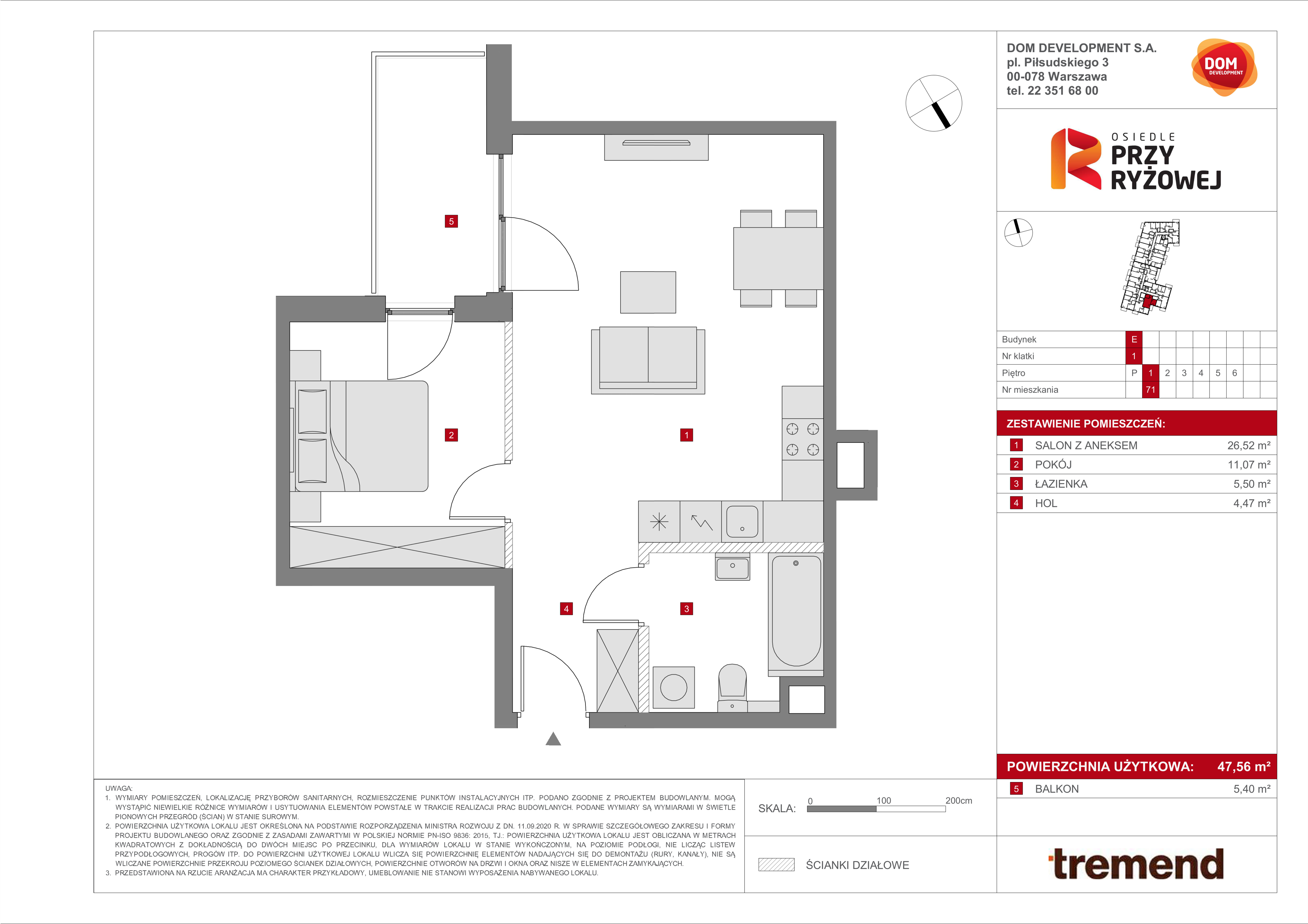 Mieszkanie 47,56 m², piętro 1, oferta nr E/71, Osiedle przy Ryżowej, Warszawa, Ursus, Skorosze, ul. Ryżowa 62-idx