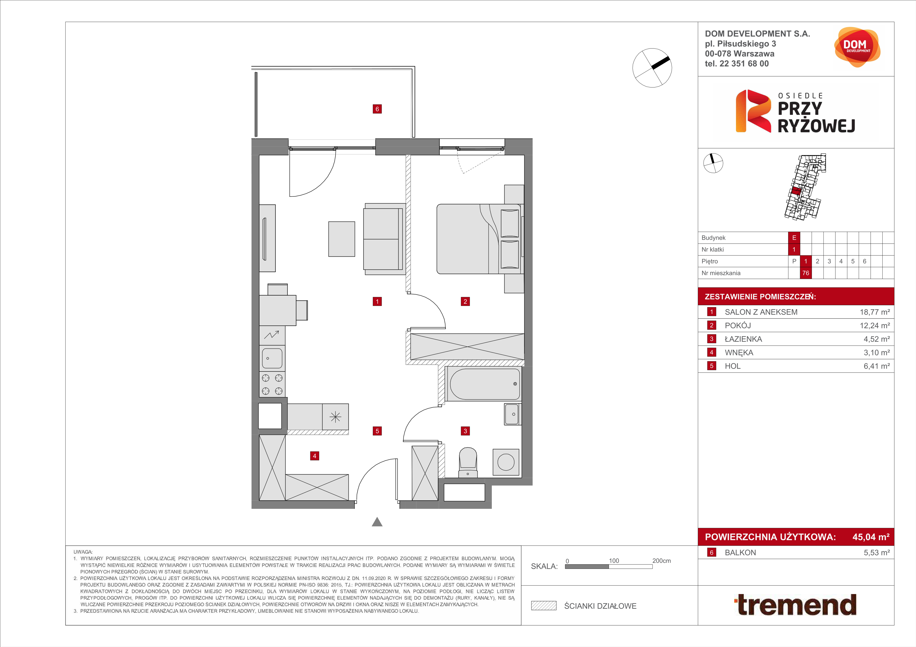 Mieszkanie 45,04 m², piętro 1, oferta nr E/76, Osiedle przy Ryżowej, Warszawa, Ursus, Skorosze, ul. Ryżowa 62-idx