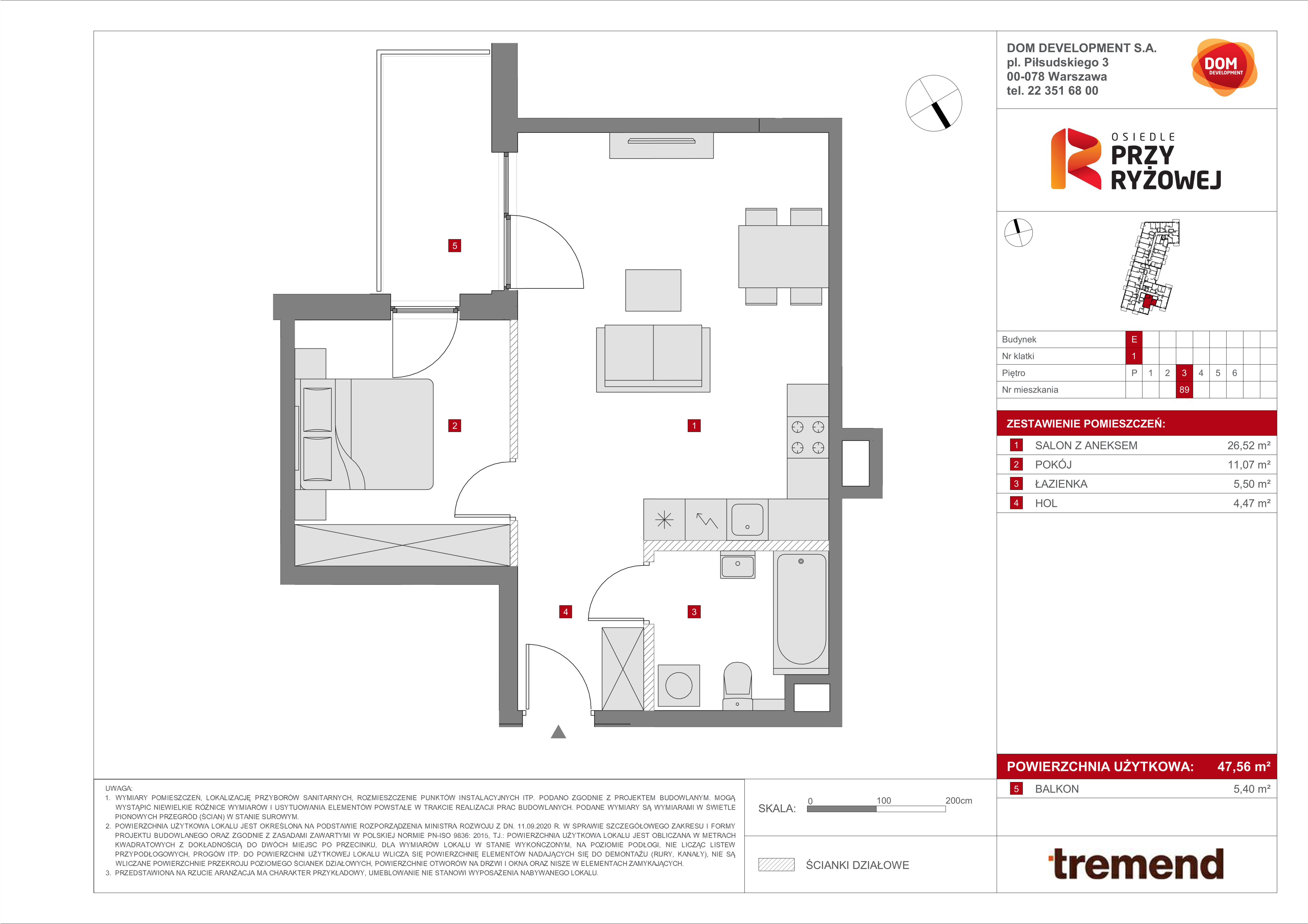 Mieszkanie 47,56 m², piętro 3, oferta nr E/89, Osiedle przy Ryżowej, Warszawa, Ursus, Skorosze, ul. Ryżowa 62-idx