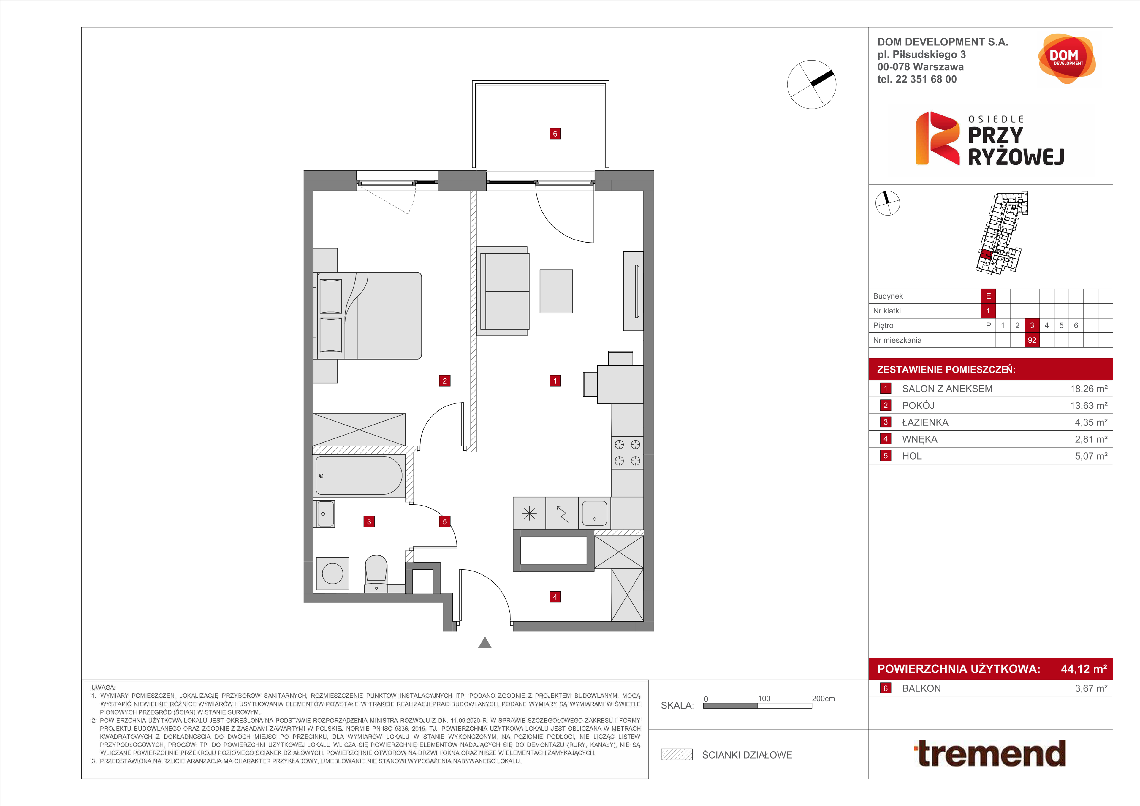 Mieszkanie 44,12 m², piętro 3, oferta nr E/92, Osiedle przy Ryżowej, Warszawa, Ursus, Skorosze, ul. Ryżowa 62-idx