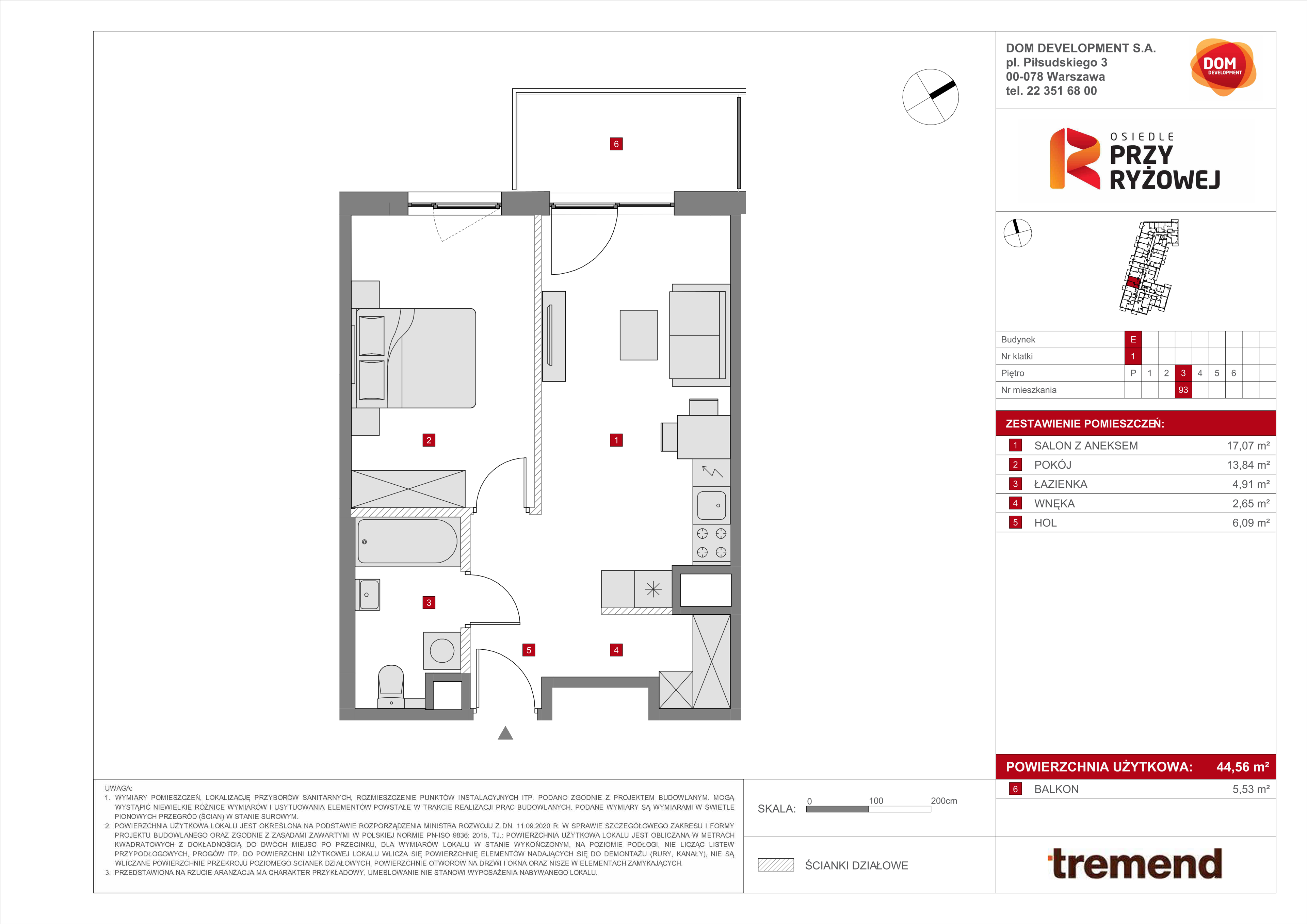 Mieszkanie 44,56 m², piętro 3, oferta nr E/93, Osiedle przy Ryżowej, Warszawa, Ursus, Skorosze, ul. Ryżowa 62-idx