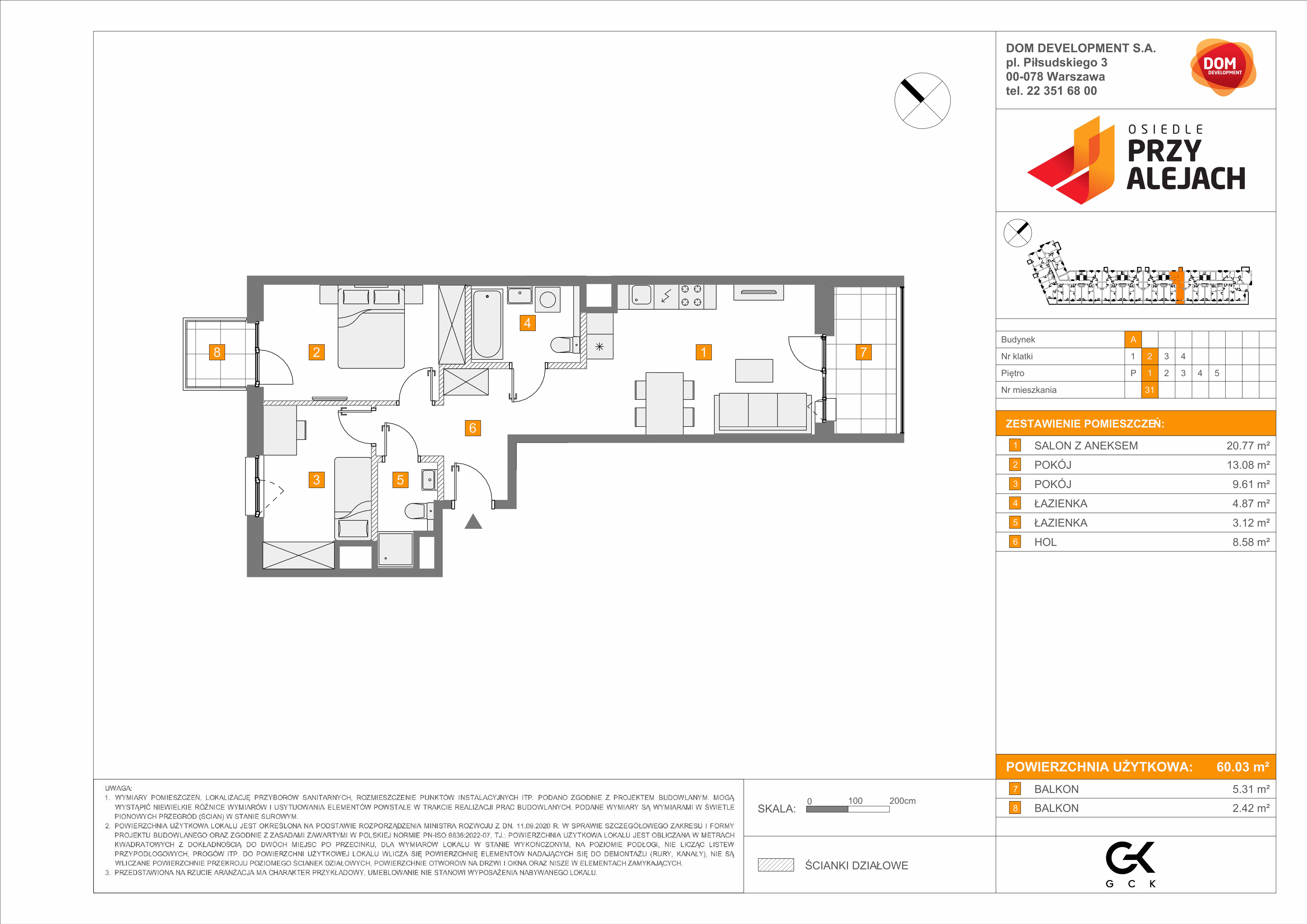 Mieszkanie 60,03 m², piętro 1, oferta nr A/31, Osiedle przy Alejach, Warszawa, Włochy, Stare Włochy, Aleje Jerozolimskie 190-idx